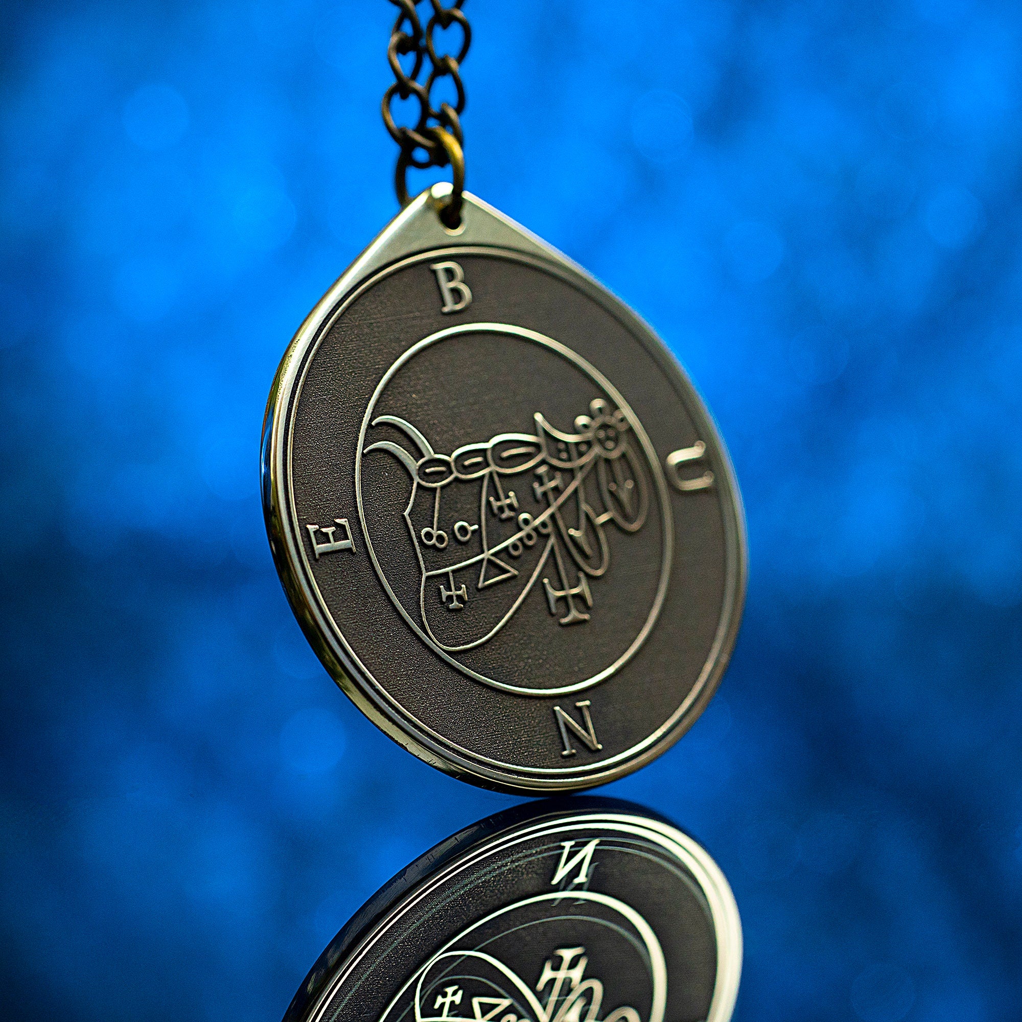 Duke Bune Brass Pendant: Lesser Key of Solomon Seal Amulet