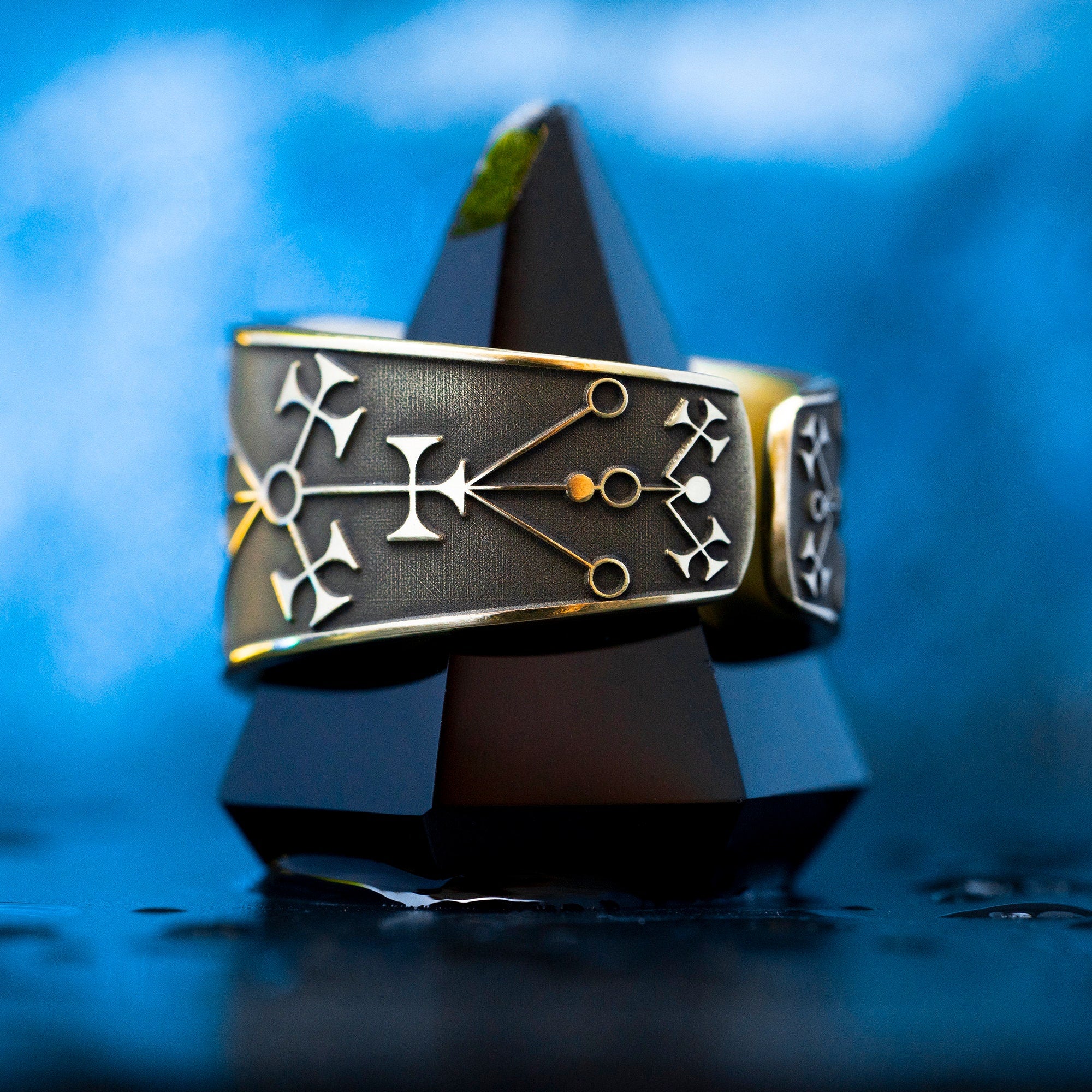 Marbas Seal Ring: Adjustable Brass Occult Jewelry