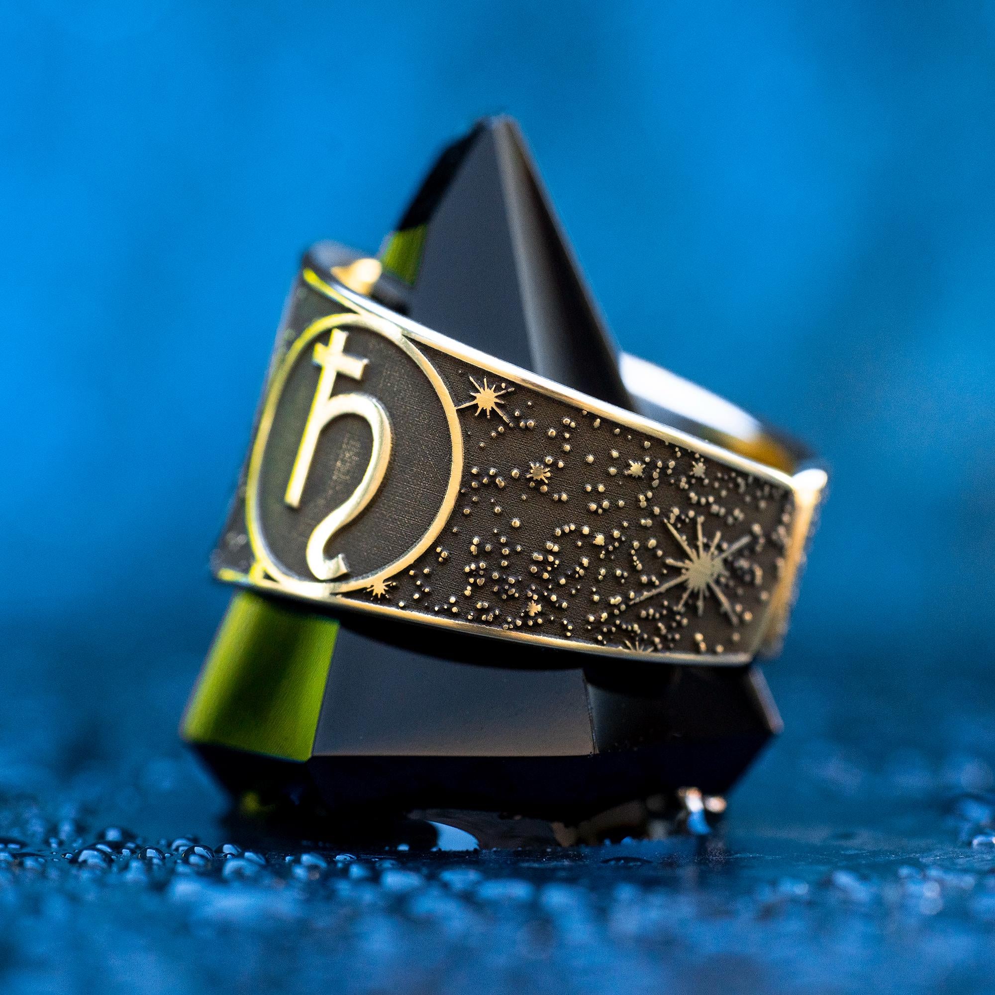 Goetia Seventh Pentacle of Saturn Ring: Solomon Kabbalah Amulet Talisman