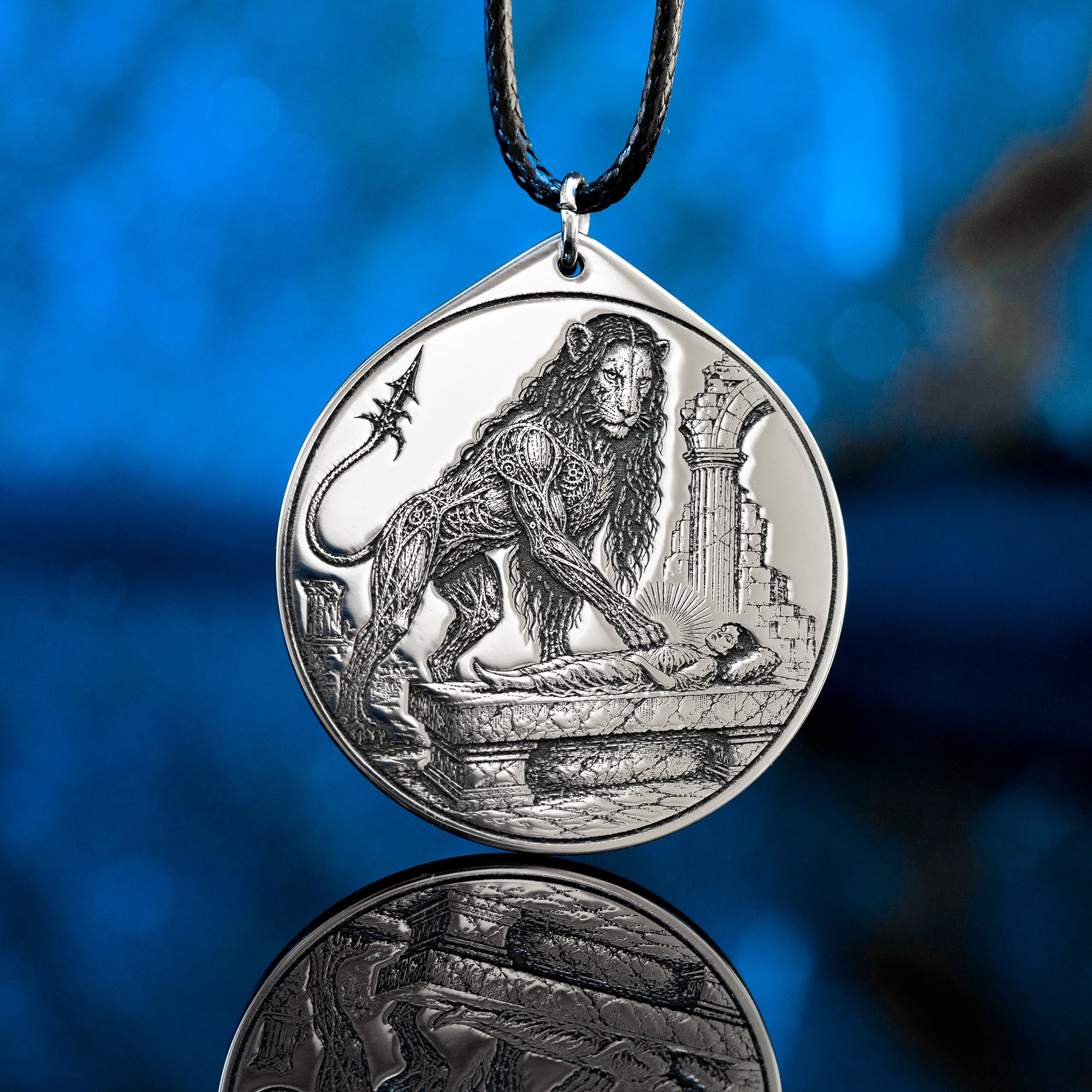 Marbas seal pendant with engraved Ars Goetia sigil associated with healing symbolism, secrets, and mechanical arts.