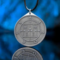 Alloces seal pendant with engraved Ars Goetia sigil associated with astronomy, liberal sciences, and good familiars
