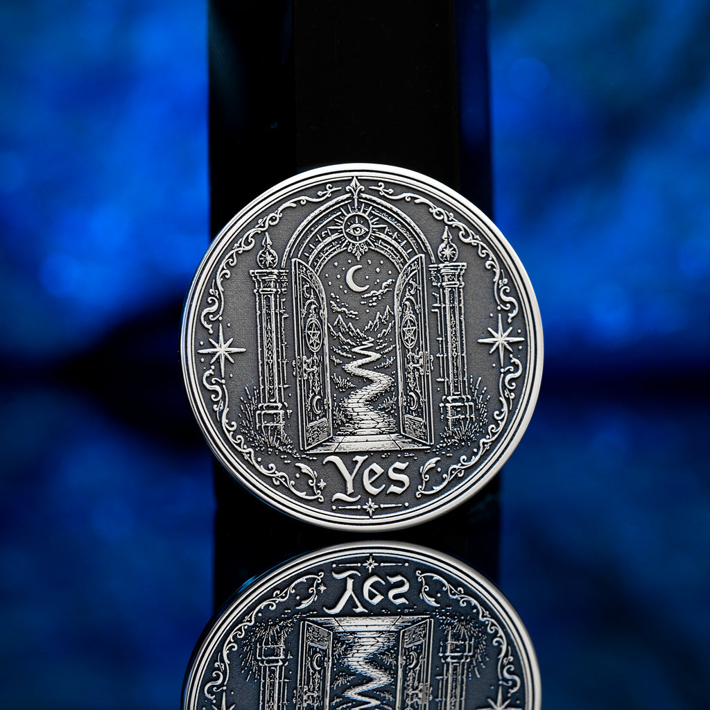 Portal Decision Coin: Yes No Oracle Flip Token, Open Gate Locked Door Talisman
