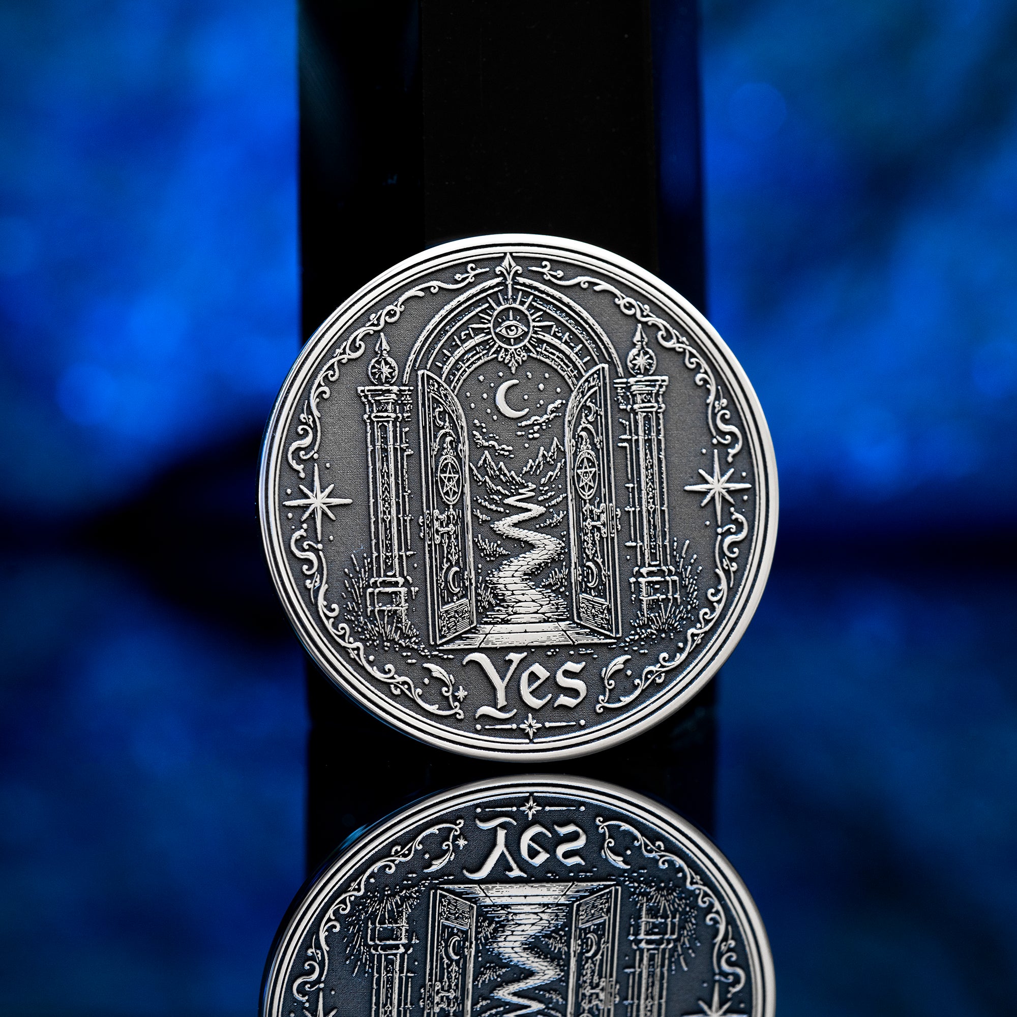 Portal Decision Coin: Yes No Oracle Flip Token, Open Gate Locked Door Talisman
