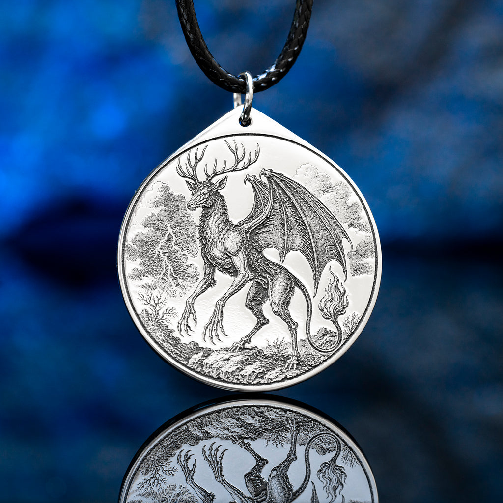 Double-sided Furfur pendant with Ars Goetia seal, storm demon portrait, lightning, thunder, love magic, and occult talisman symbolism