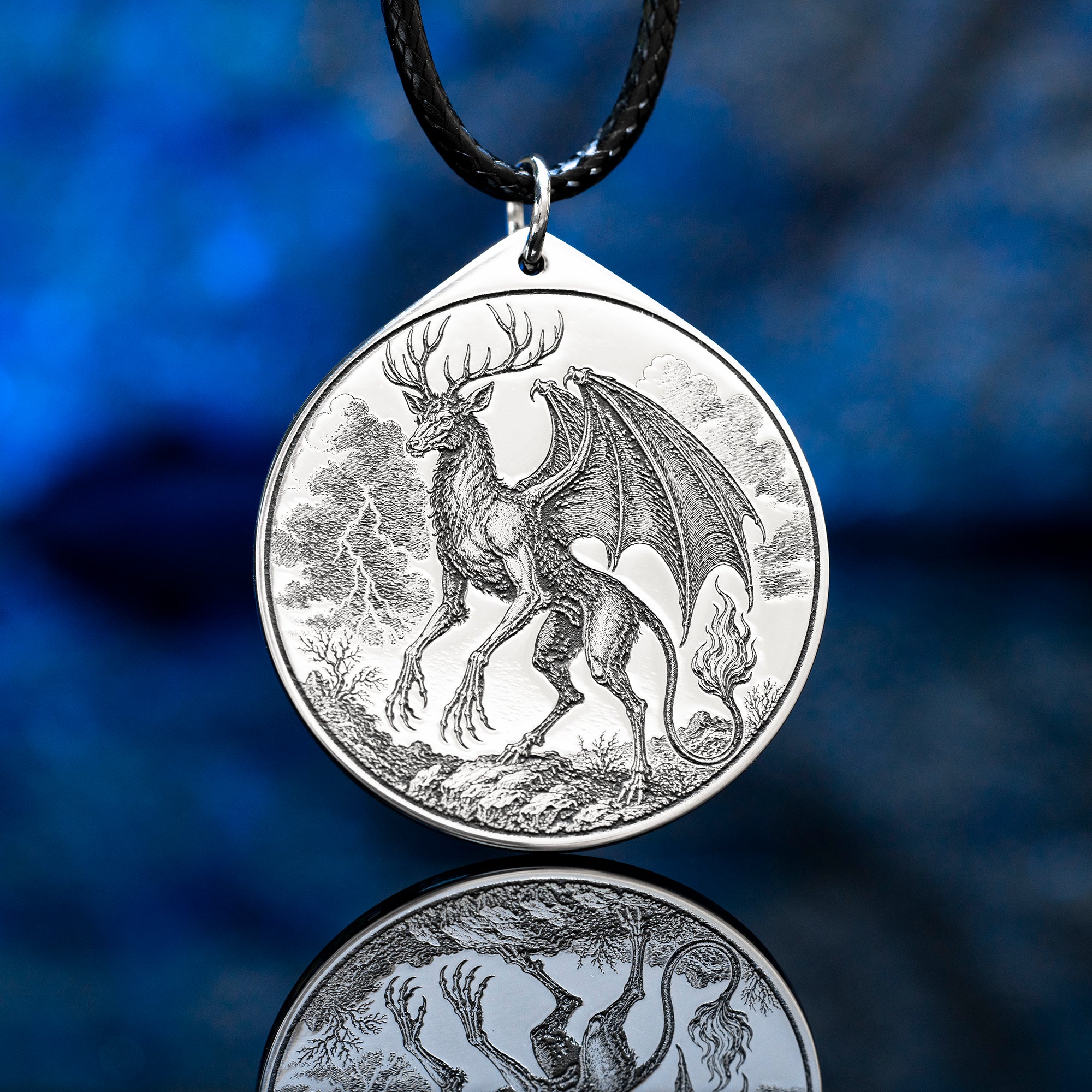 Double-sided Furfur pendant with Ars Goetia seal, storm demon portrait, lightning, thunder, love magic, and occult talisman symbolism