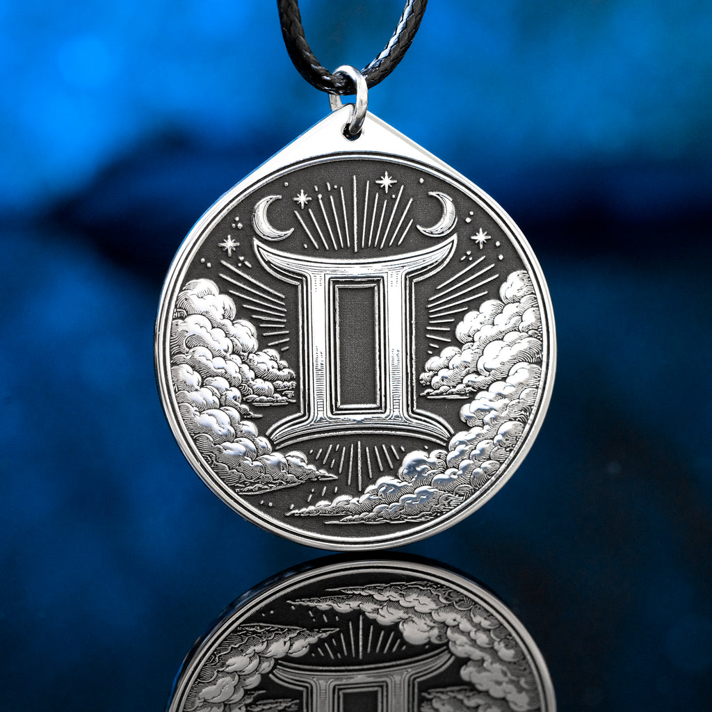 Gemini Pendant: Celestial Air Sign Symbol of Curiosity, Intuition and Dual Nature, Zodiac Astrology