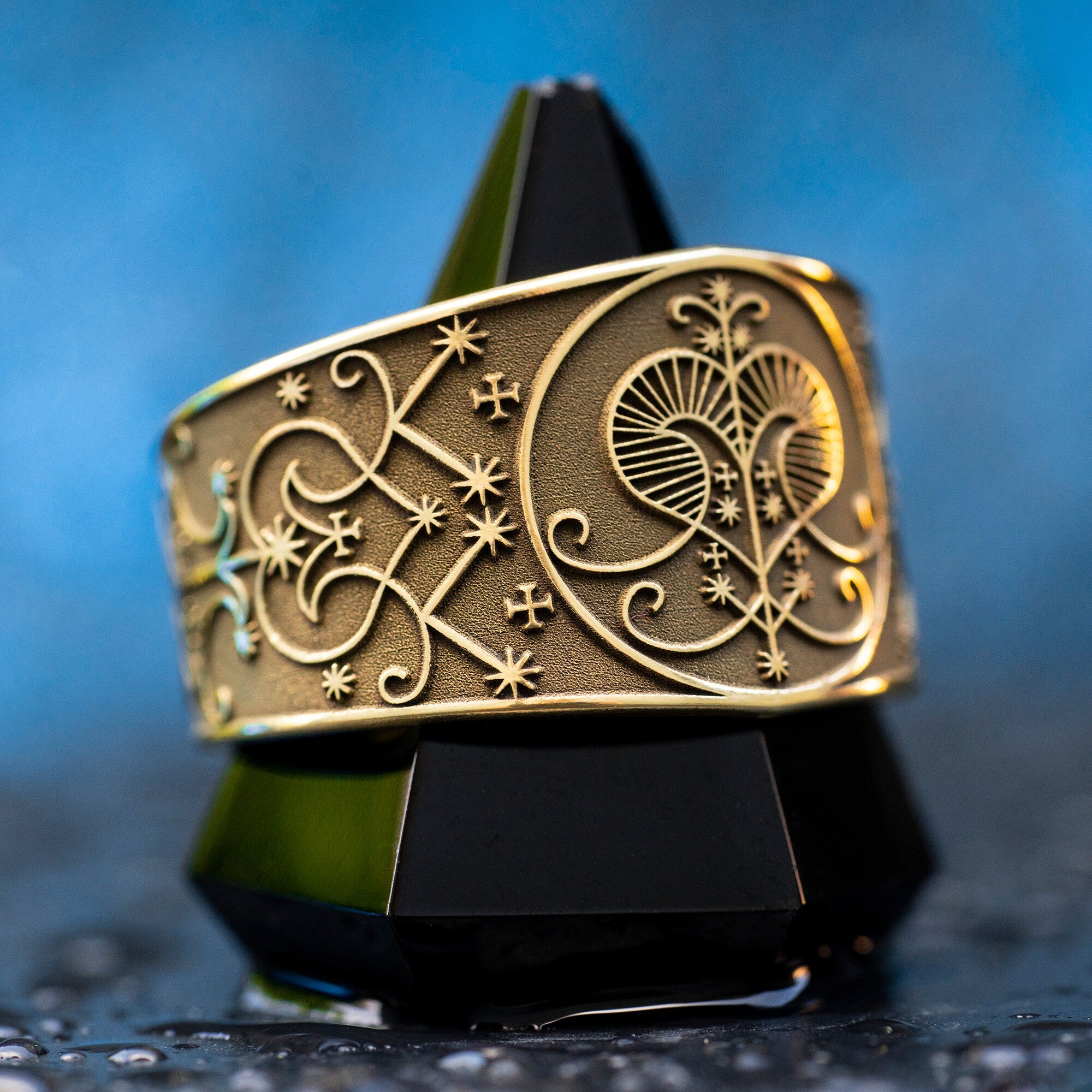 Oshun Ring: Goddess of Love and Prosperity, Yoruba Orisha Jewelry, Veve Voodoo Talisman