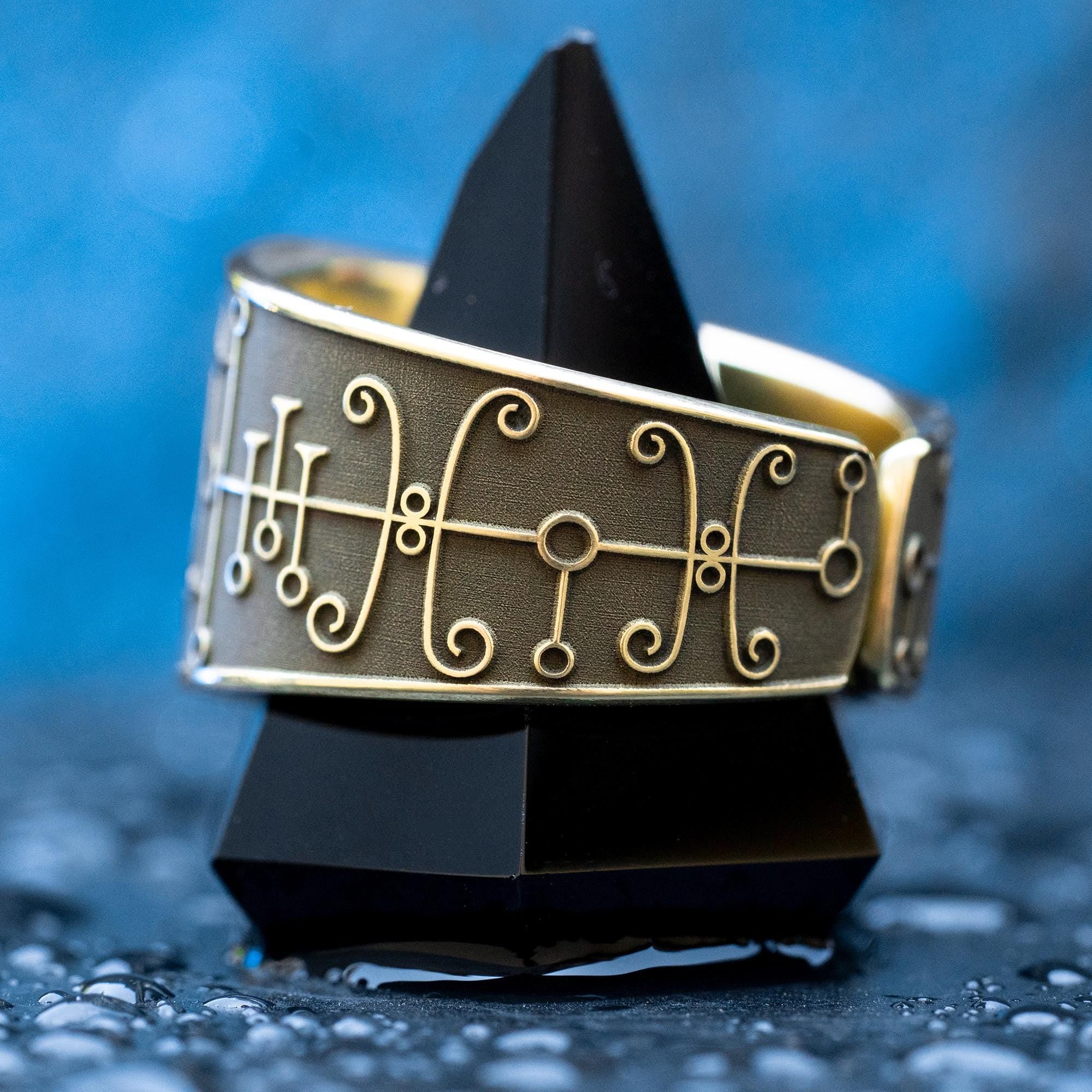 Duke Sallos Demon of True Love occult adjustable ring, Lesser Key of Solomon Seal sacred geometry kabbalah goetia magic