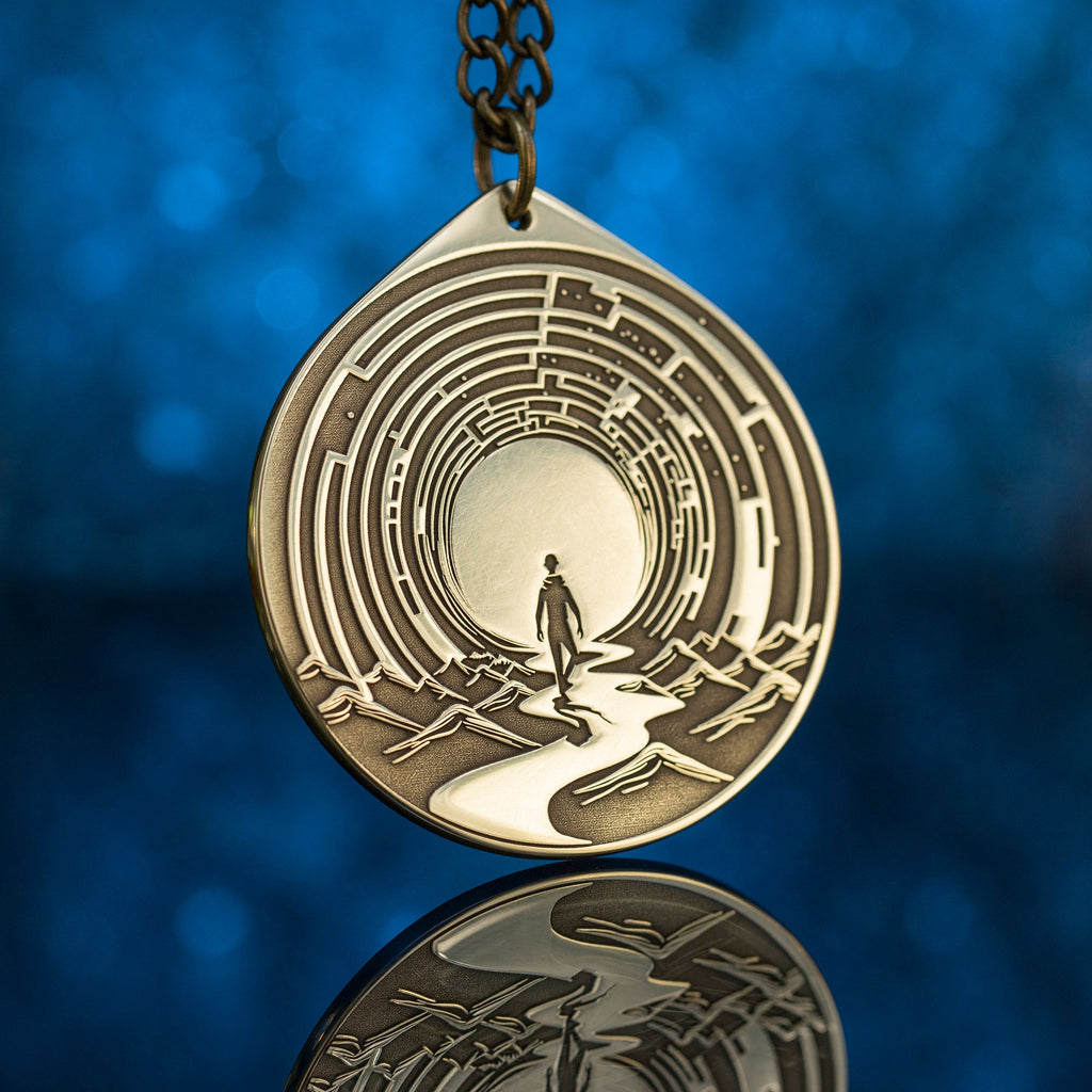 Labyrinth of Life Brass Amulet Pendant: Kabbalah Occult Talisman