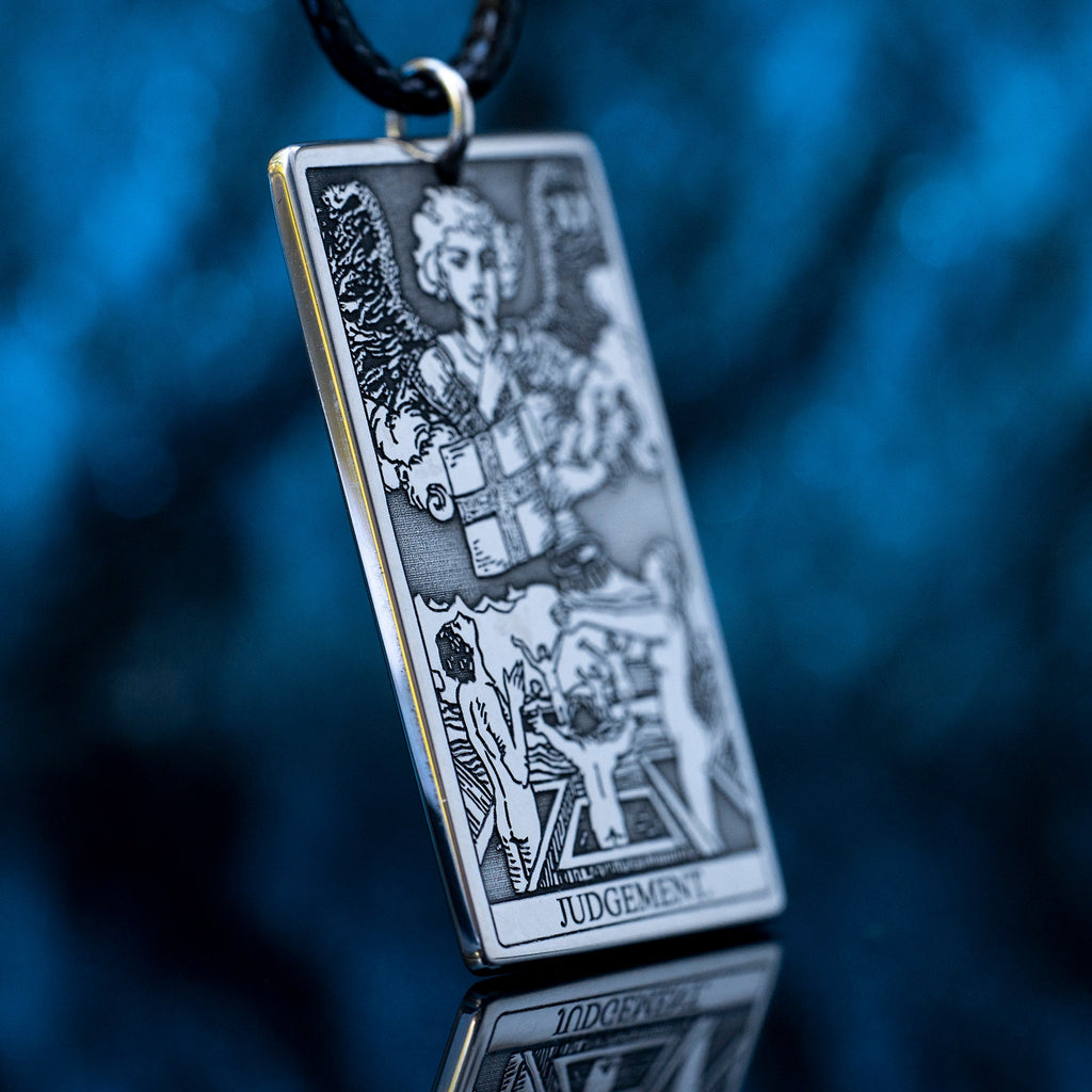 Judgement Tarot Card Pendant: Stainless Steel Occult Amulet