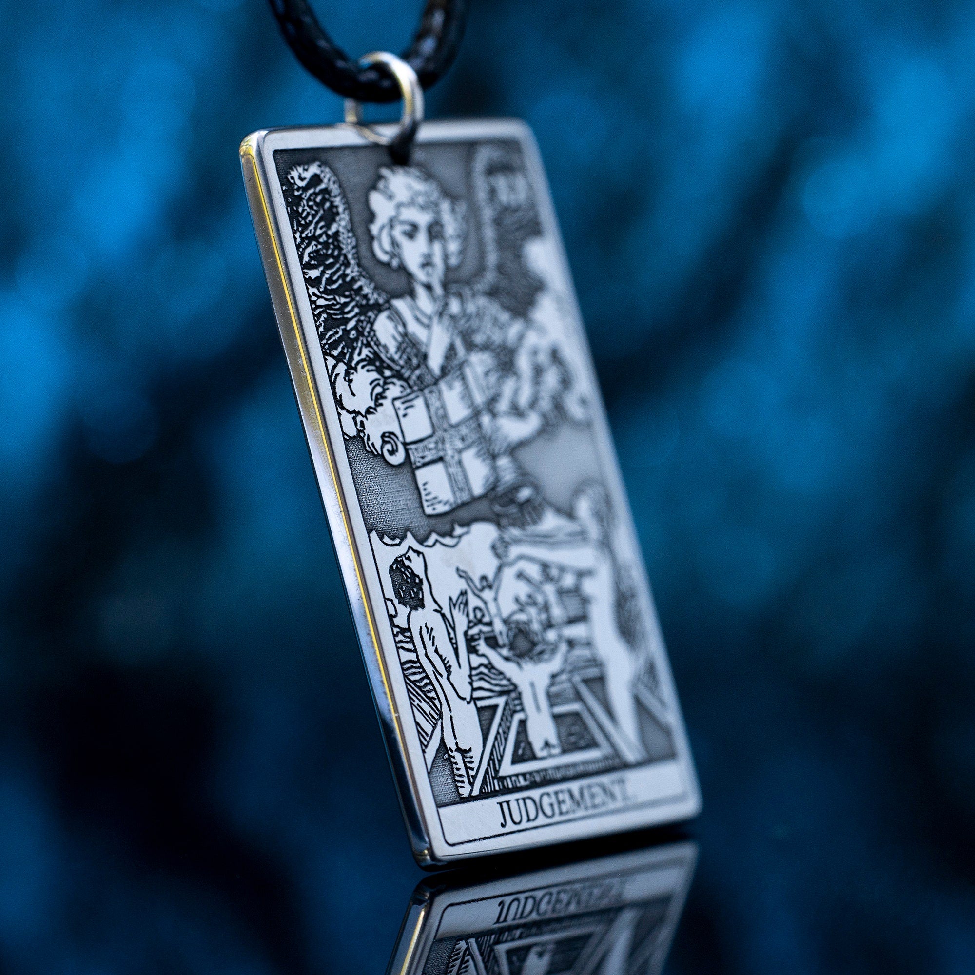 Judgement Tarot Card Pendant: Stainless Steel Occult Amulet