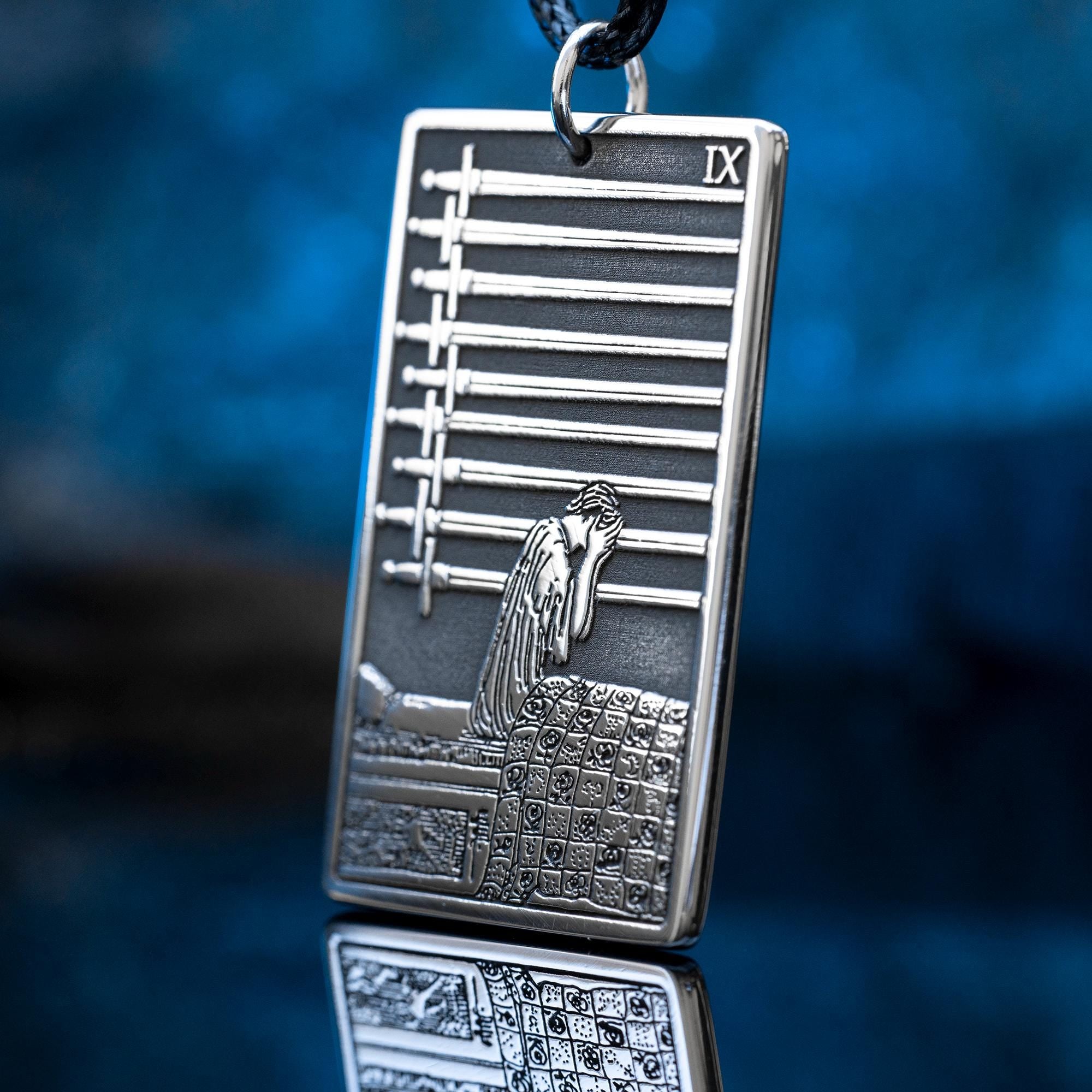 Nine of Swords Tarot Pendant: Occult magic Protection Amulet