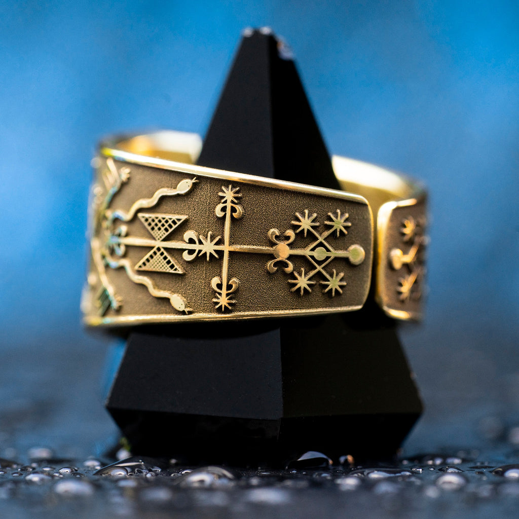 Damballah Veve Ring: Vodou Saint Lazarus Seal Amulet