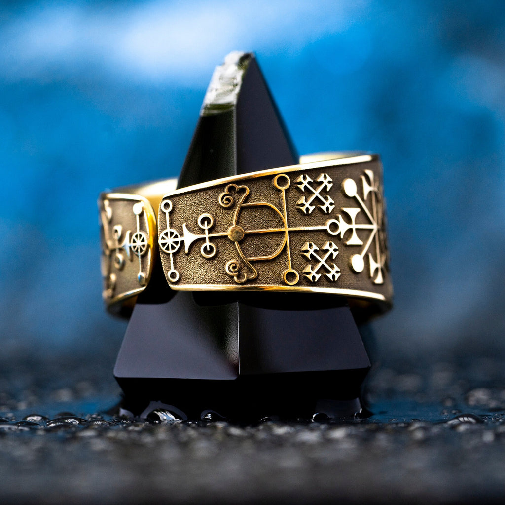 Valac Seal Ring: Brass Occult Ring, Adjustable Size