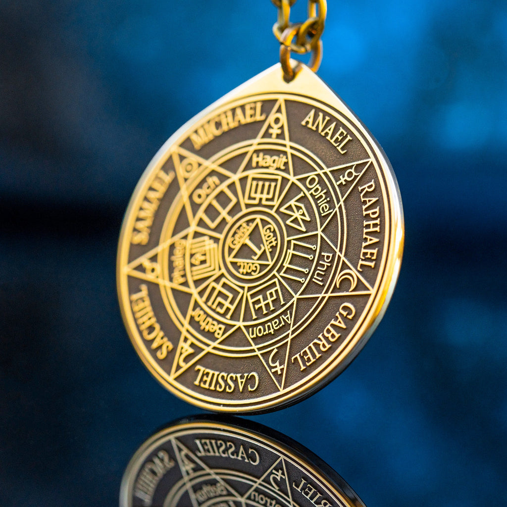 Seven Archangels Brass Amulet Pendant: Solomon Kabbalah Occult