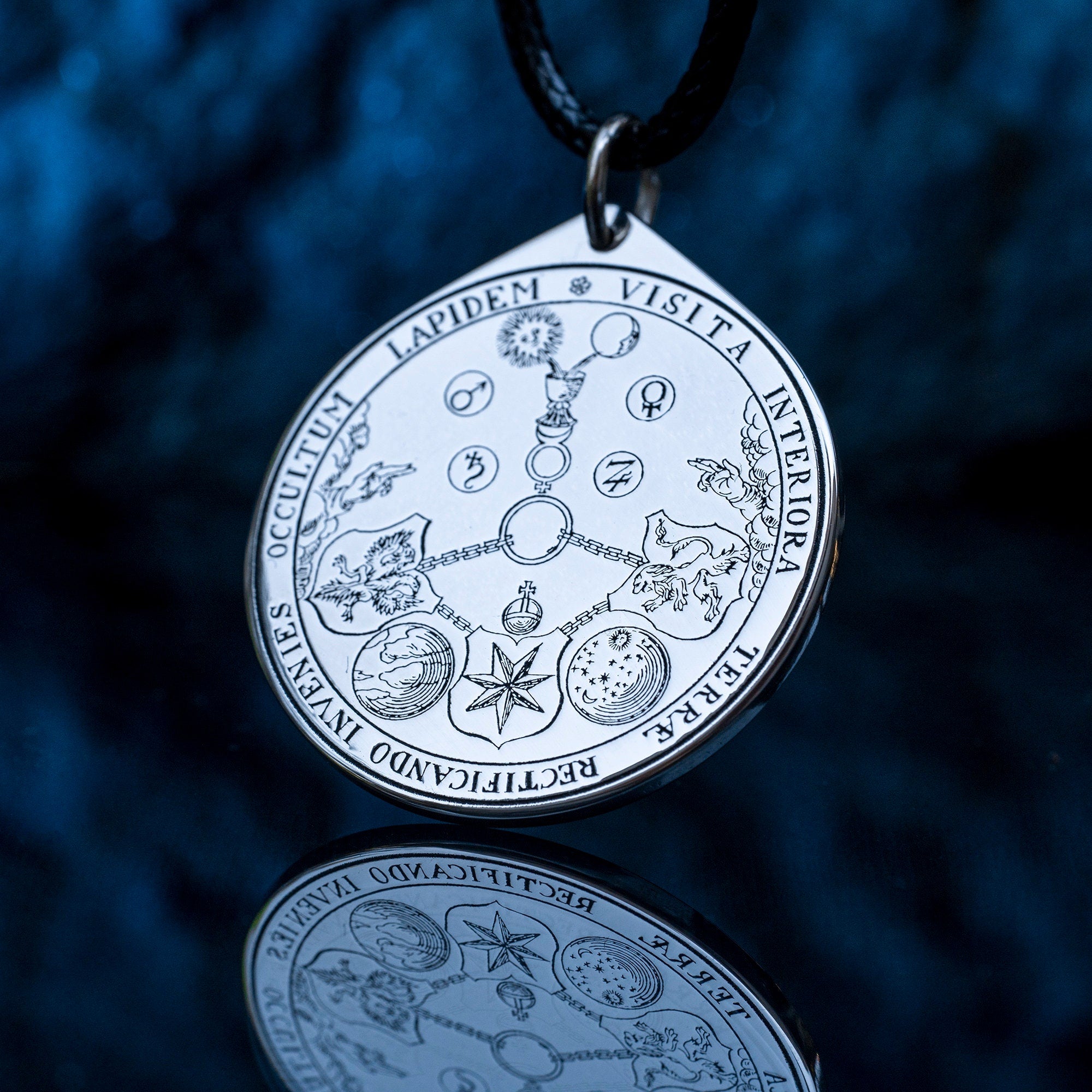 Alchemy Guild Insignia Pendant: V.I.T.R.I.O.L. Philosopher Stone Amulet