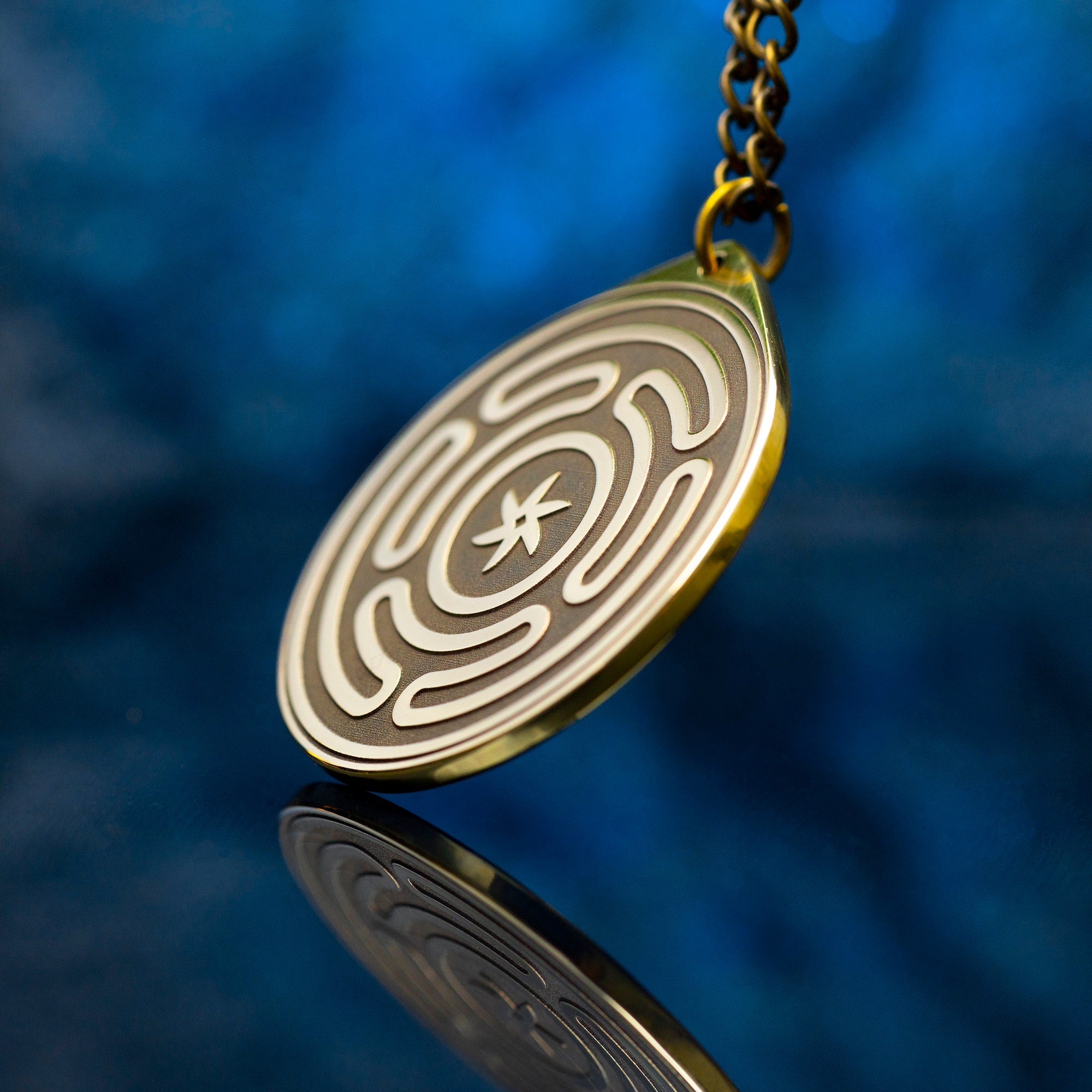 Hecate Wheel Pendant: Brass Strophalos Amulet, Moon Goddess Talisman