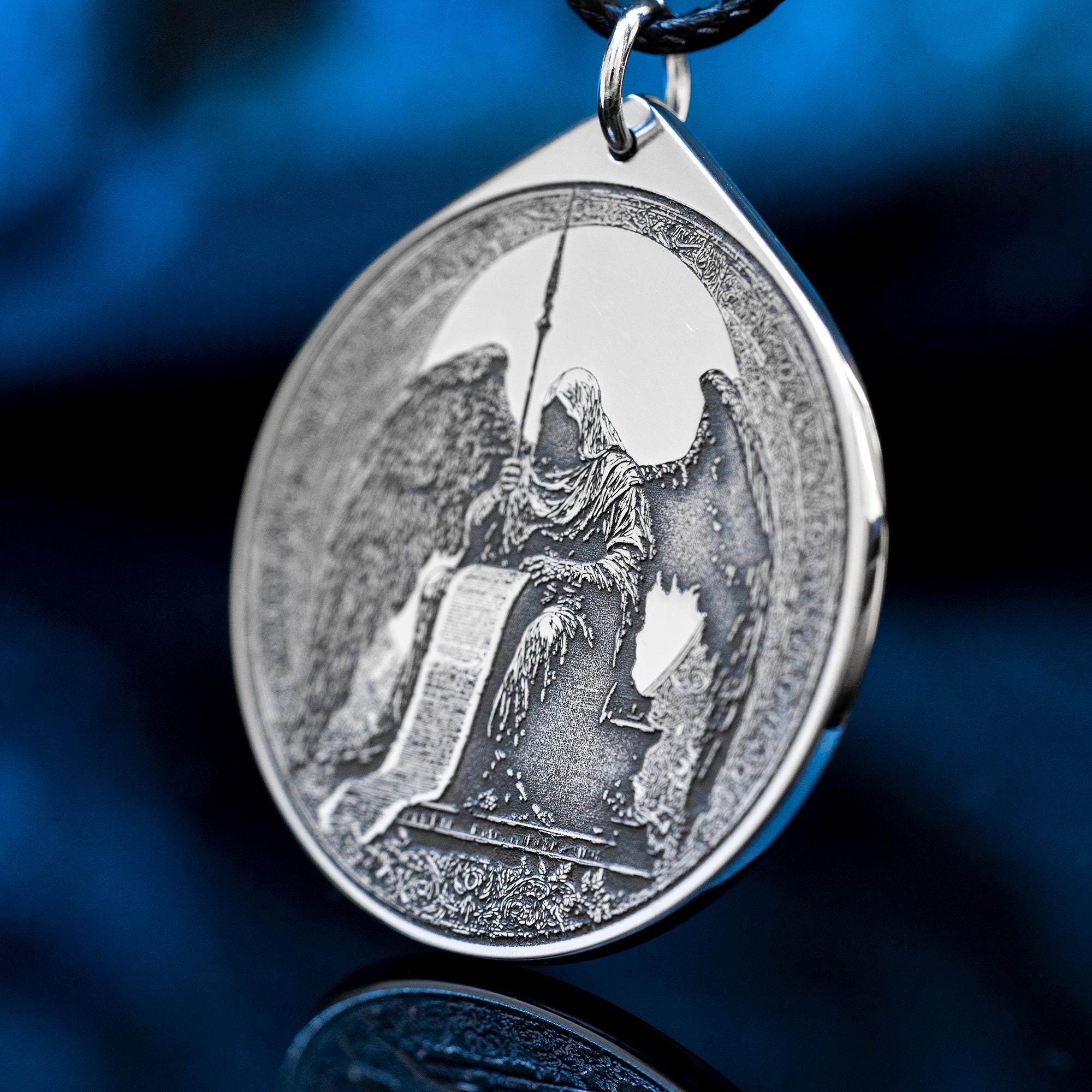 Azrael Seal Pendant: Archangel of Death and Transition, Goetia Kabbalah Amulet Talisman