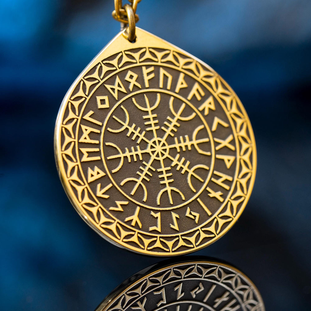 Viking The Helm of Awe Rune pendant in Wheel of Universe North Celtic amulet Elder Futhark talisman occult magic