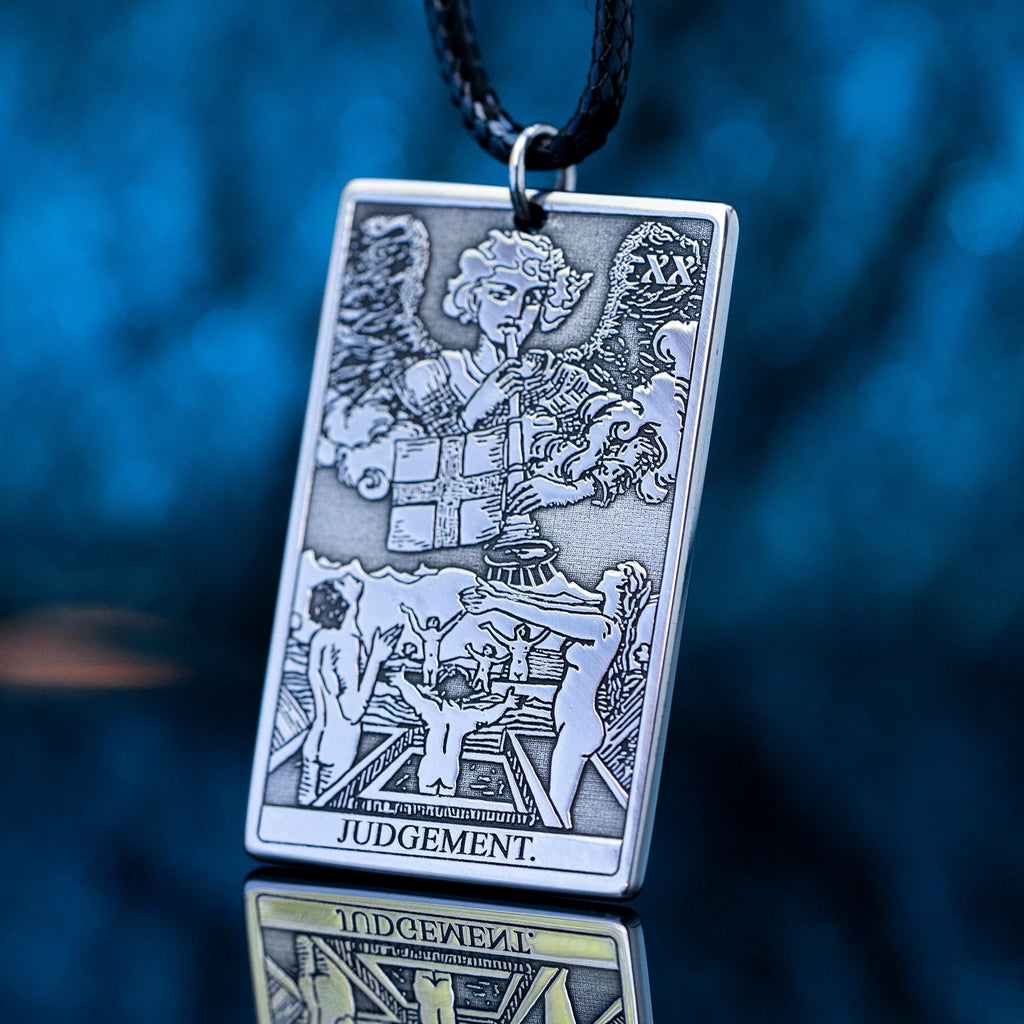 Judgement Tarot Card Pendant: Stainless Steel Occult Amulet