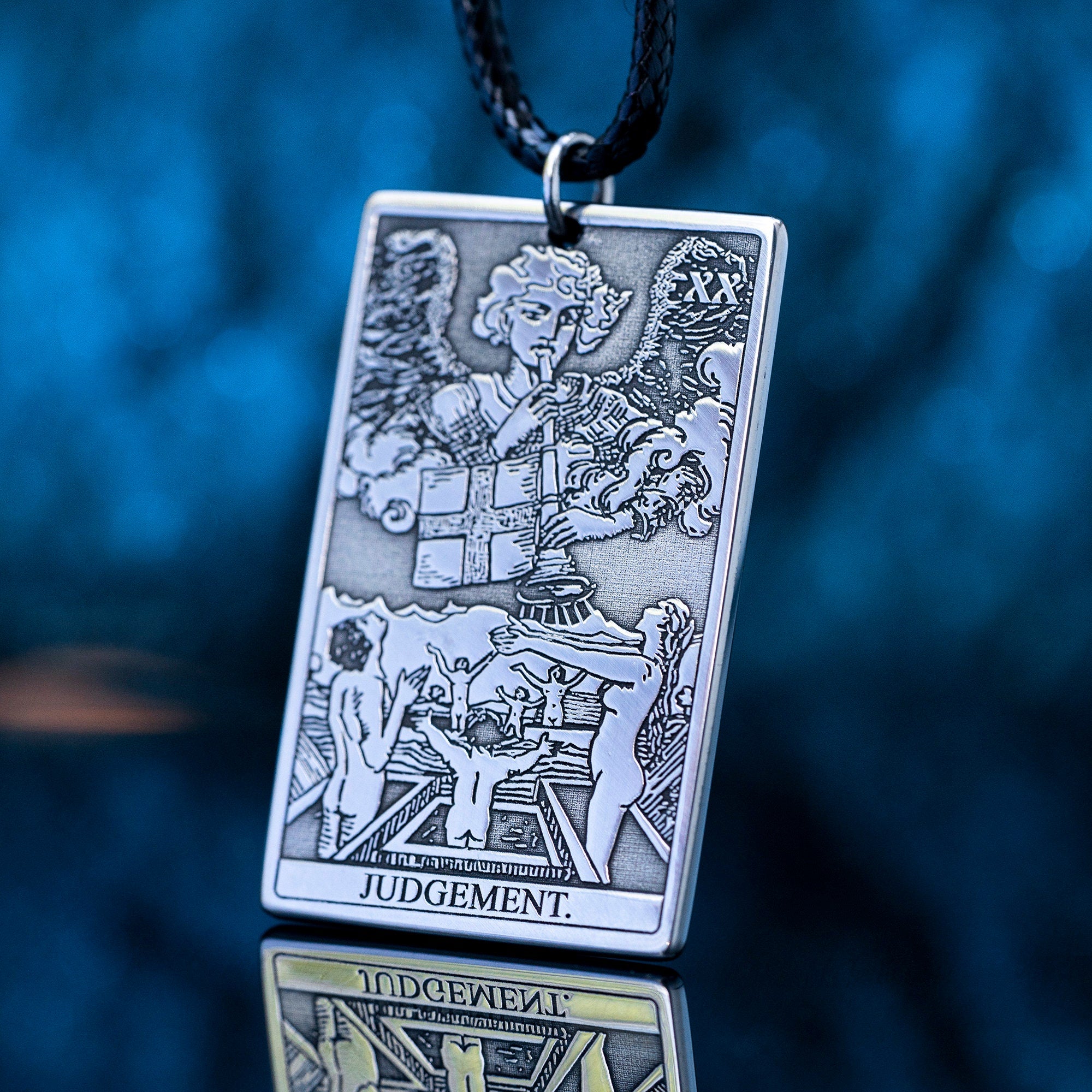 Judgement Tarot Card Pendant: Stainless Steel Occult Amulet