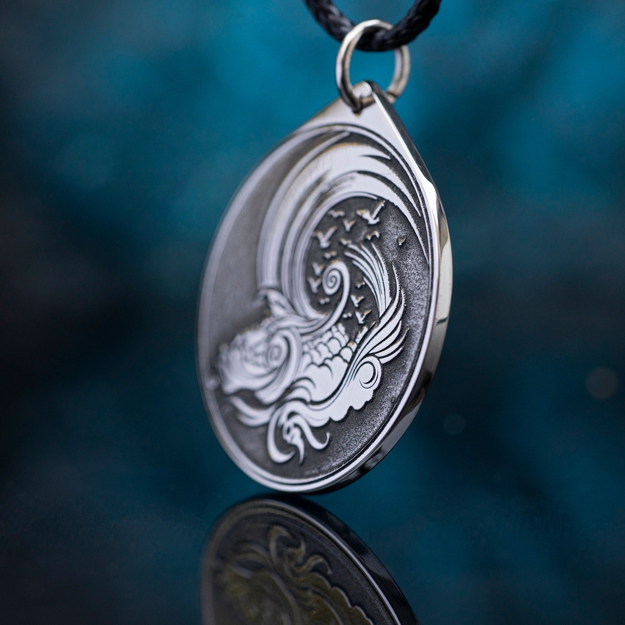 Air Element Stainless Steel Pendant: Alchemy Kabbalah Amulet