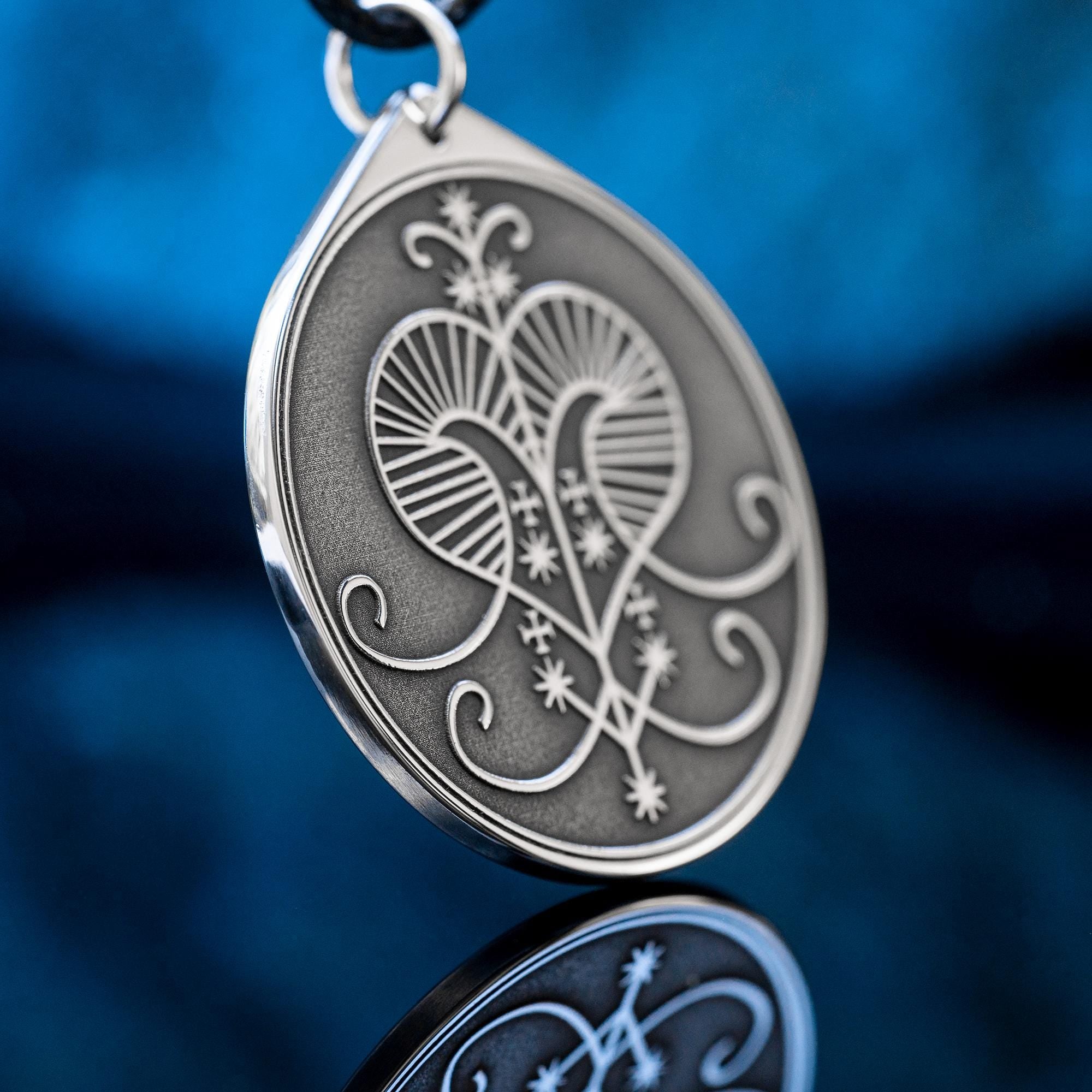 Oshun Veve Pendant: Yoruba Goddess Amulet for Love & Prosperity