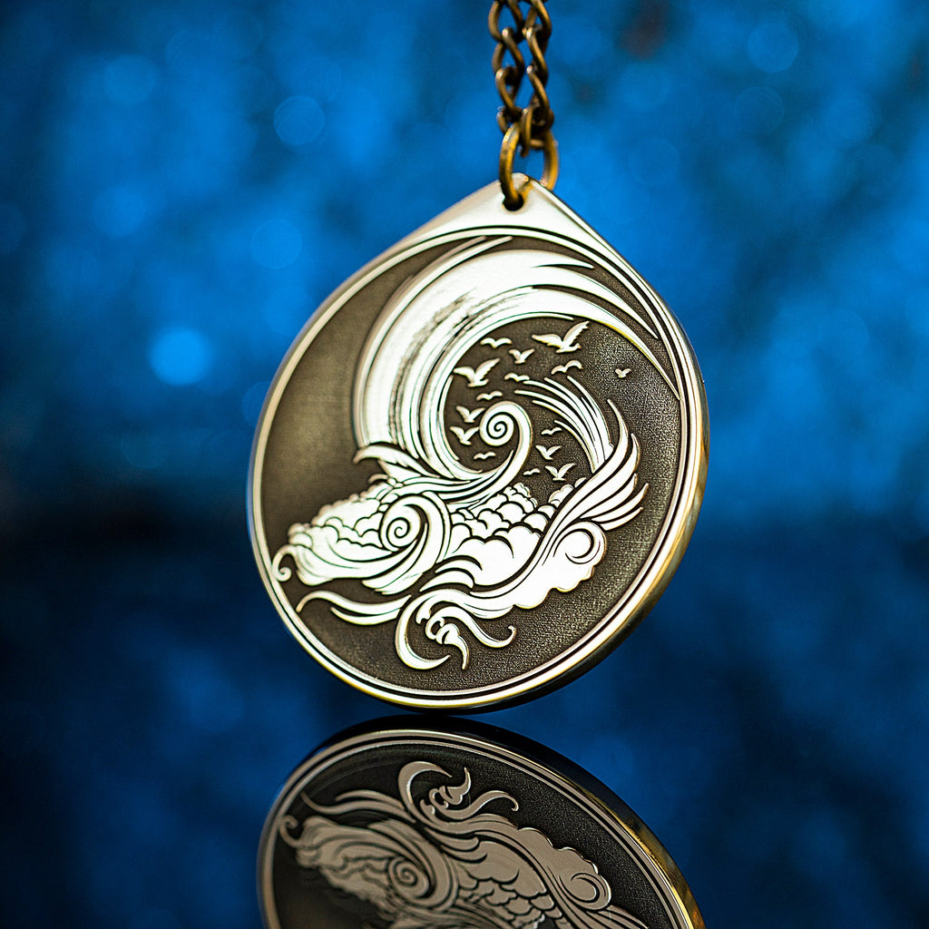 Air Element Brass Pendant: Alchemy Kabbalah Amulet