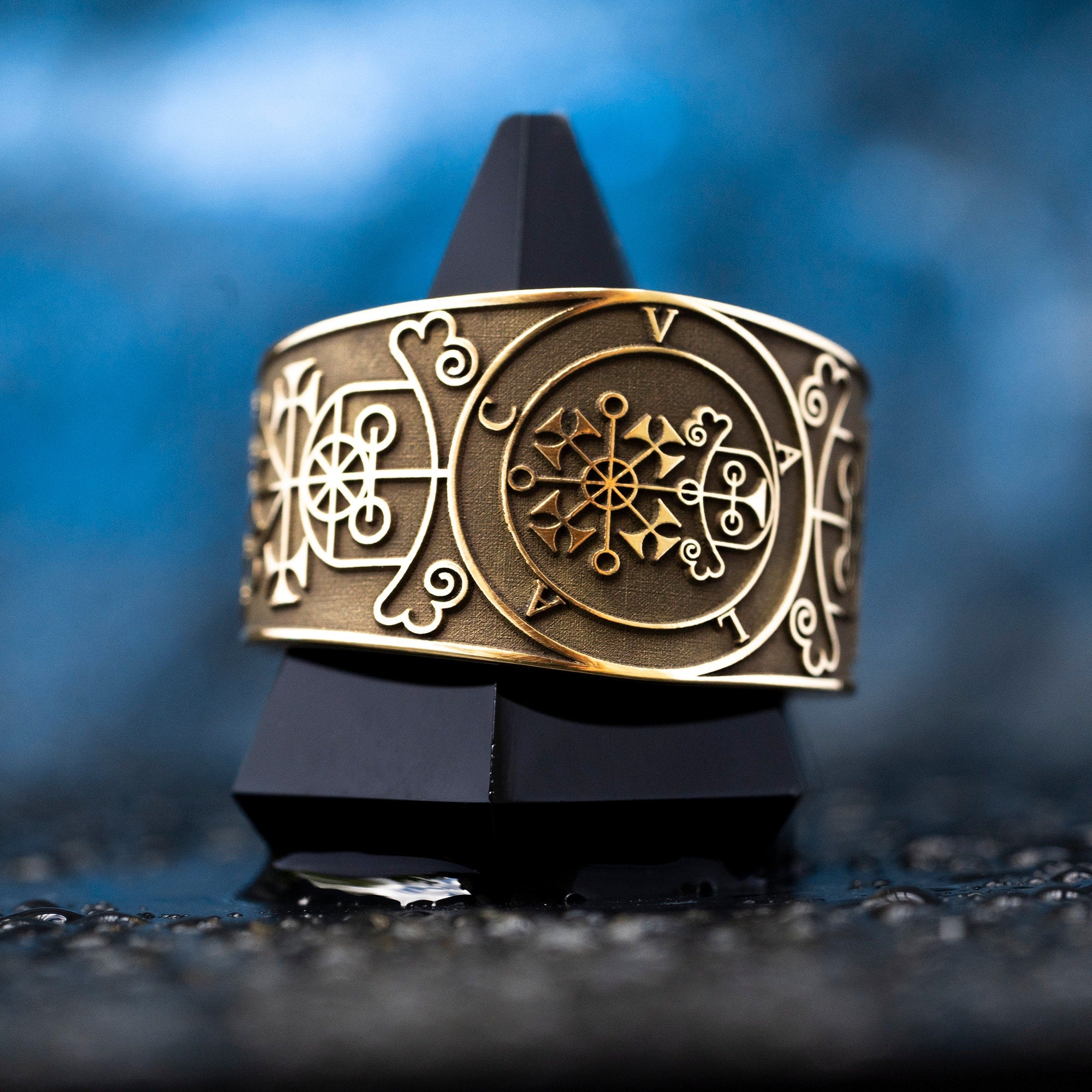 Valac Seal Ring: Brass Occult Ring, Adjustable Size