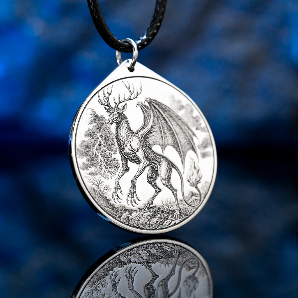 Double-sided Furfur pendant with Ars Goetia seal, storm demon portrait, lightning, thunder, love magic, and occult talisman symbolism