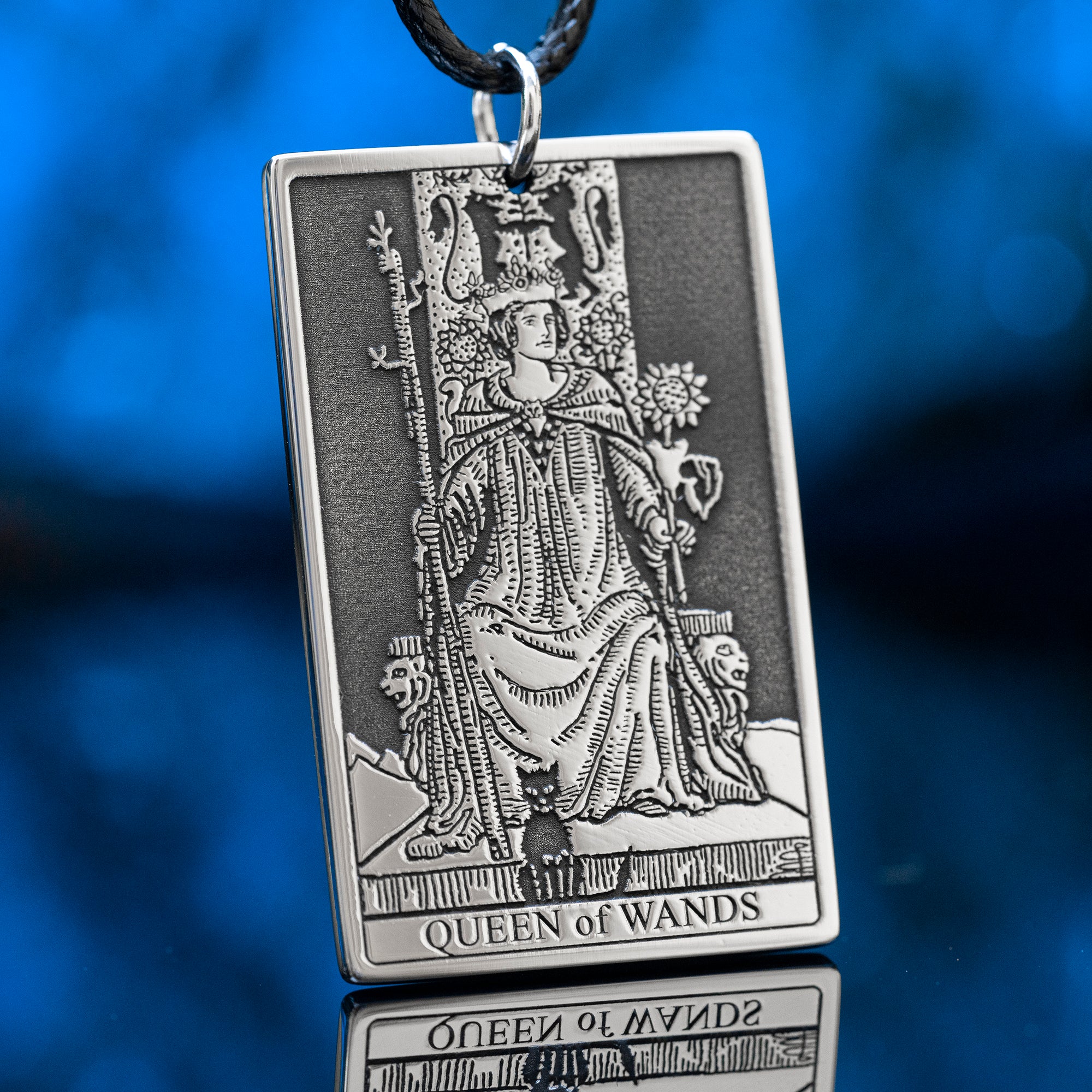 Queen of Wands Tarot Card Pendant: Power, Confidence and Creative Fire, Major Arcana Amulet