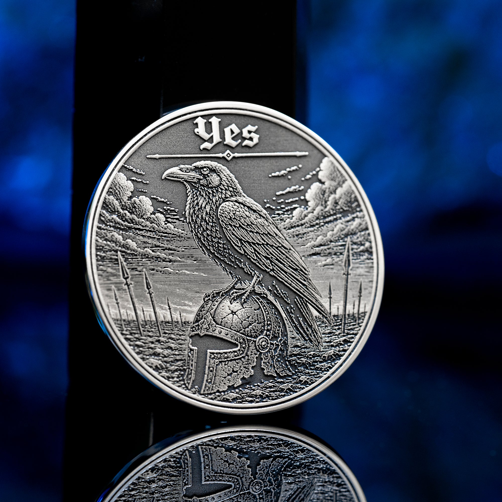 Raven Decision Coin: Yes No Oracle Flip Token, War Fate Talisman Medallion