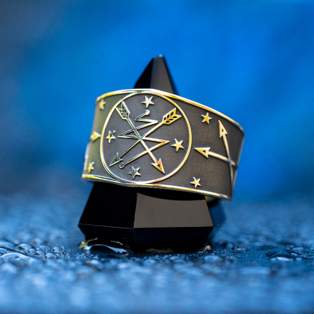Oya ring inspired by the Yoruba Orisha of storms, wind, lightning, transformation, cemetery gates, ancestors, and fierce warrior protection symbolism