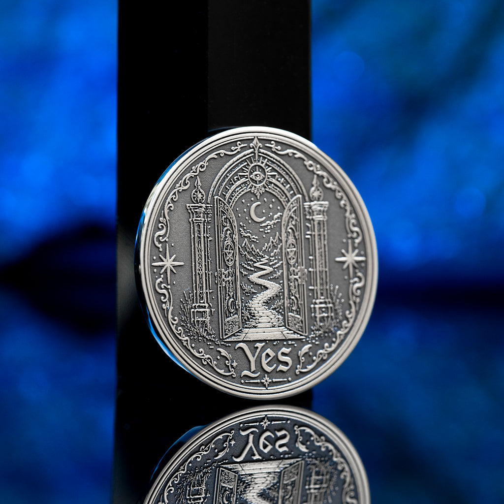 Portal Decision Coin: Yes No Oracle Flip Token, Open Gate Locked Door Talisman