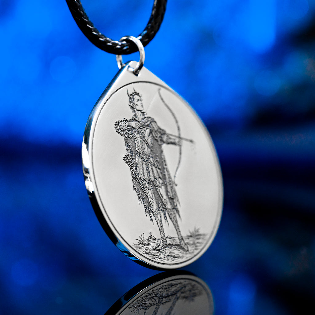 Leraie seal pendant with engraved Ars Goetia sigil associated with battles, contests, and arrow wounds