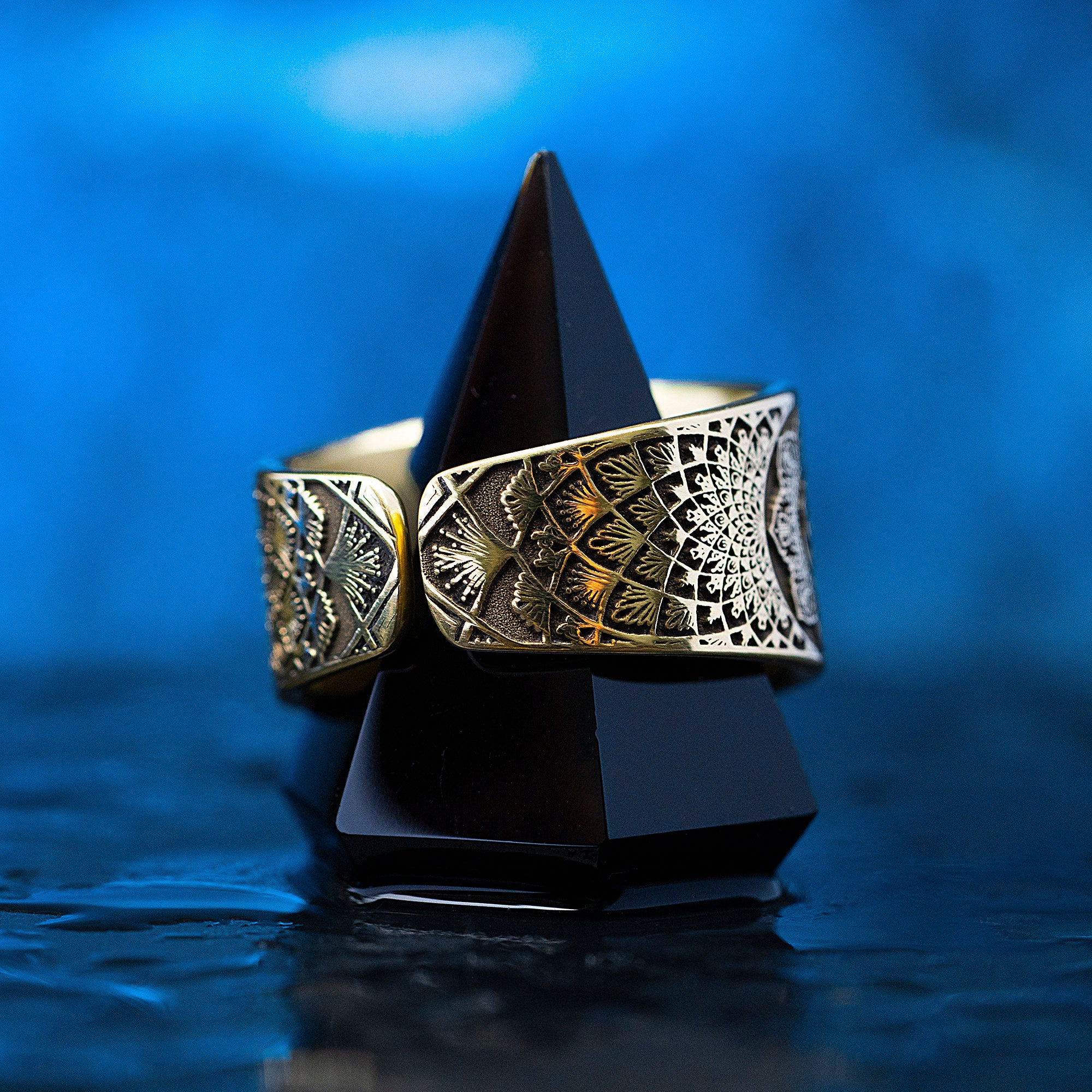 Sudarshan OM Lotus Yantra Ring: Sacred Hindu Symbol of Protection and Cosmic Balance