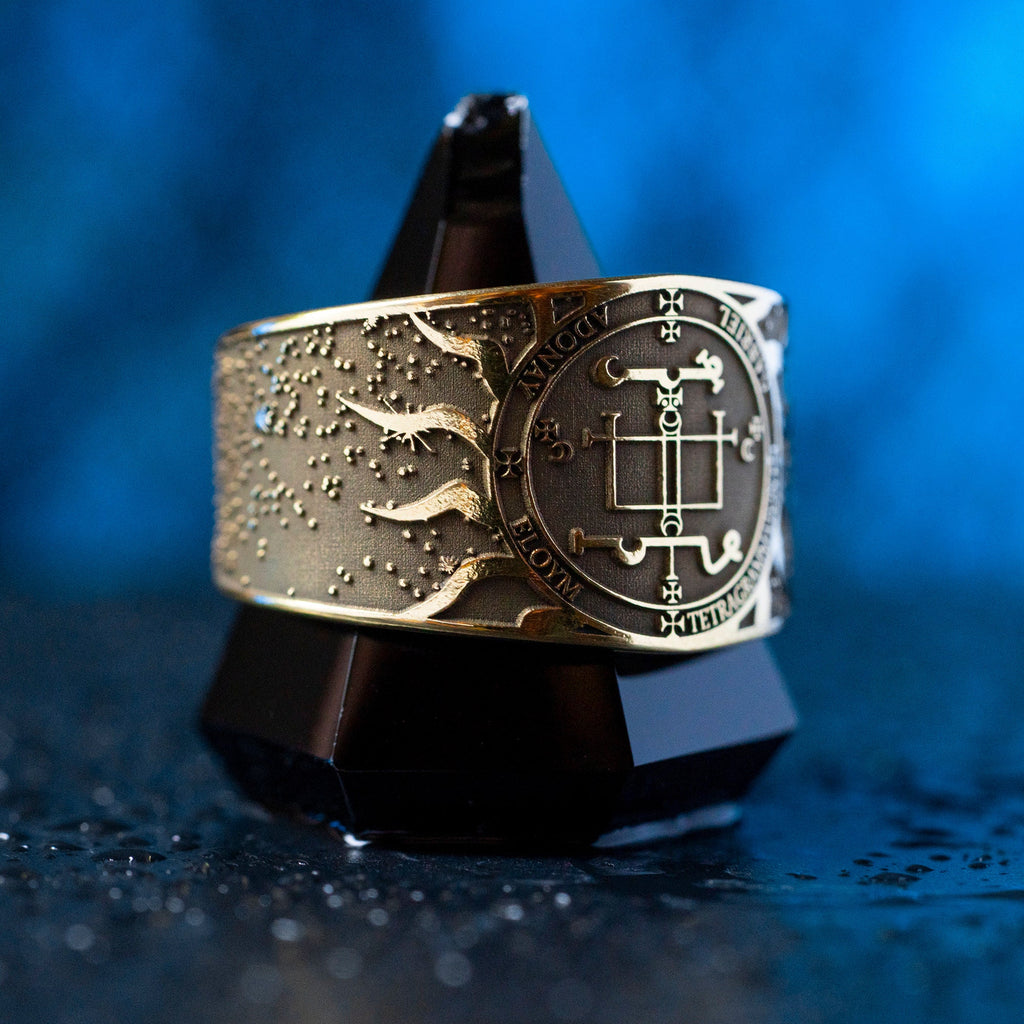 Archangel Gabriel Brass Ring: Seal of Solomon Kabbalah Amulet