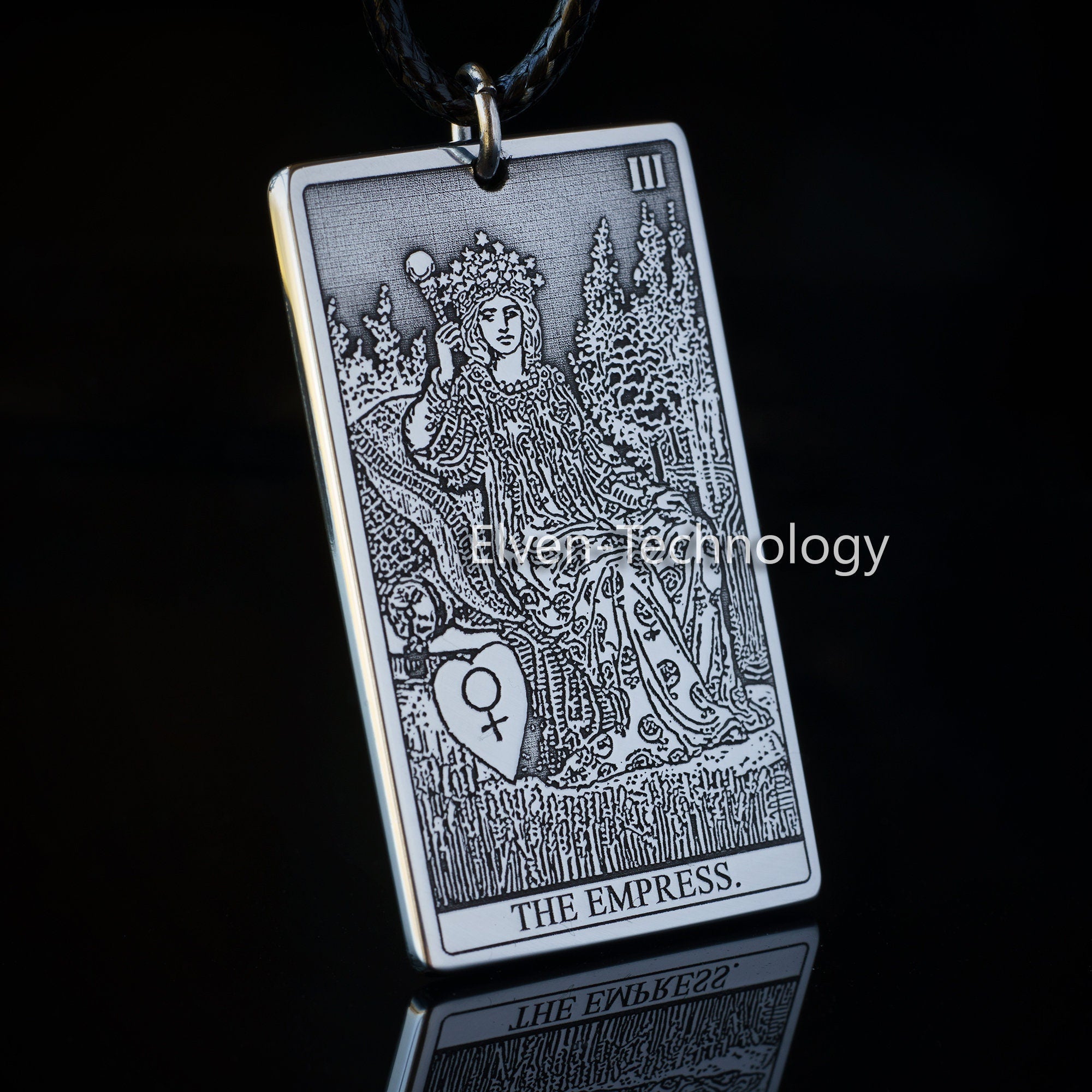 The Empress Tarot Card Pendant: Stainless Steel Occult Amulet