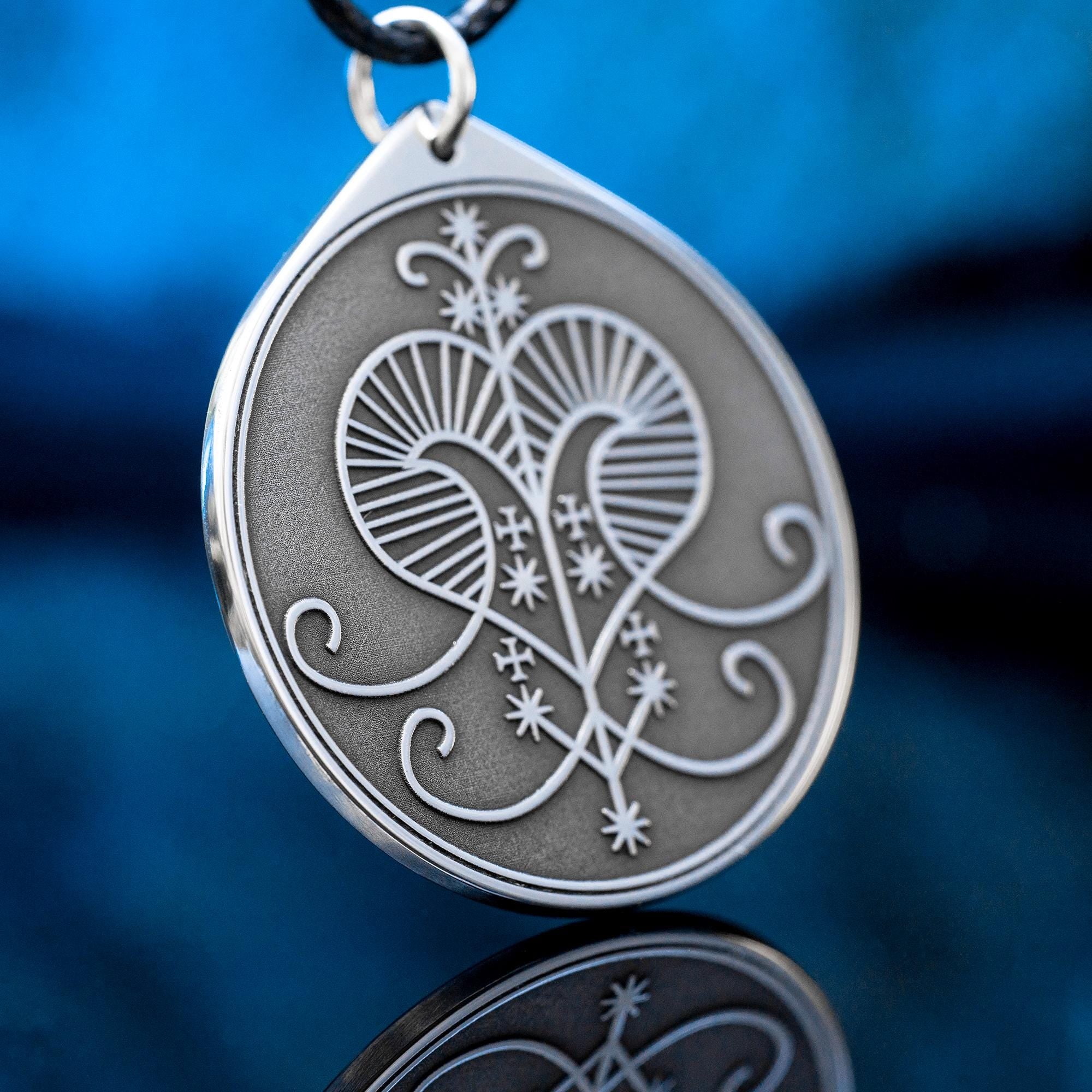 Oshun Veve Pendant: Yoruba Goddess Amulet for Love & Prosperity