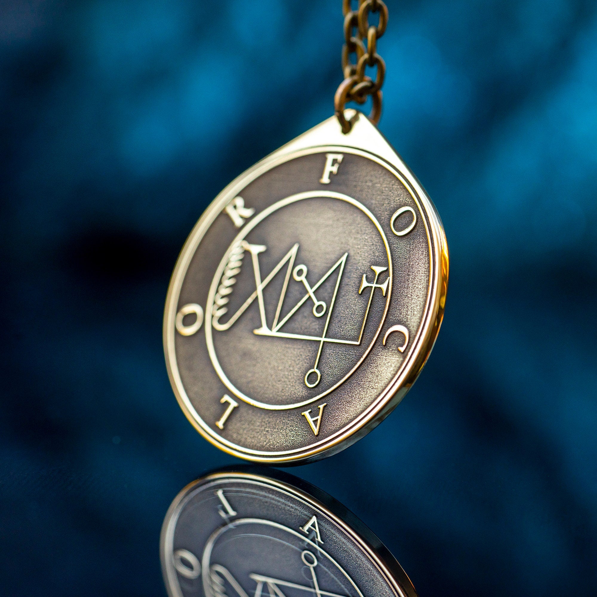 Duke Focalor Brass Pendant: Lesser Key of Solomon Seal Amulet
