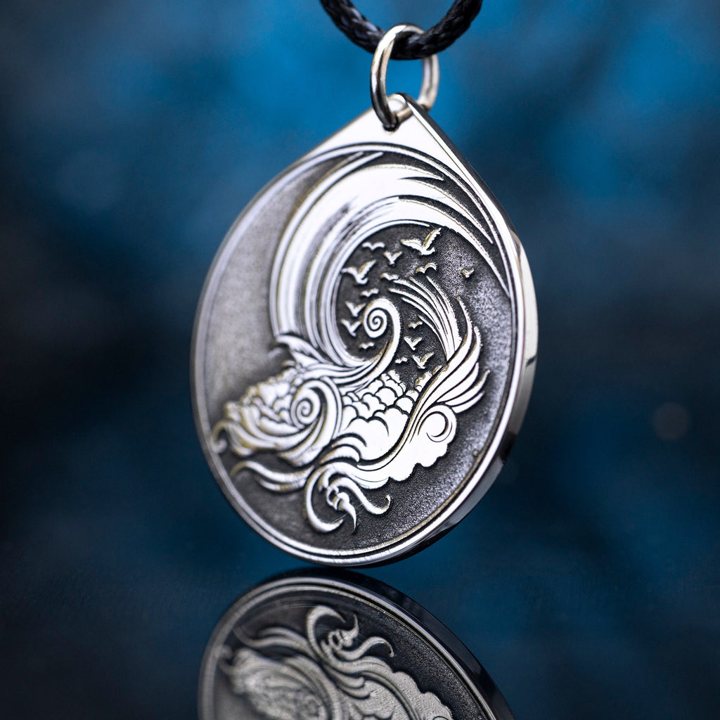 Air Element Stainless Steel Pendant: Alchemy Kabbalah Amulet