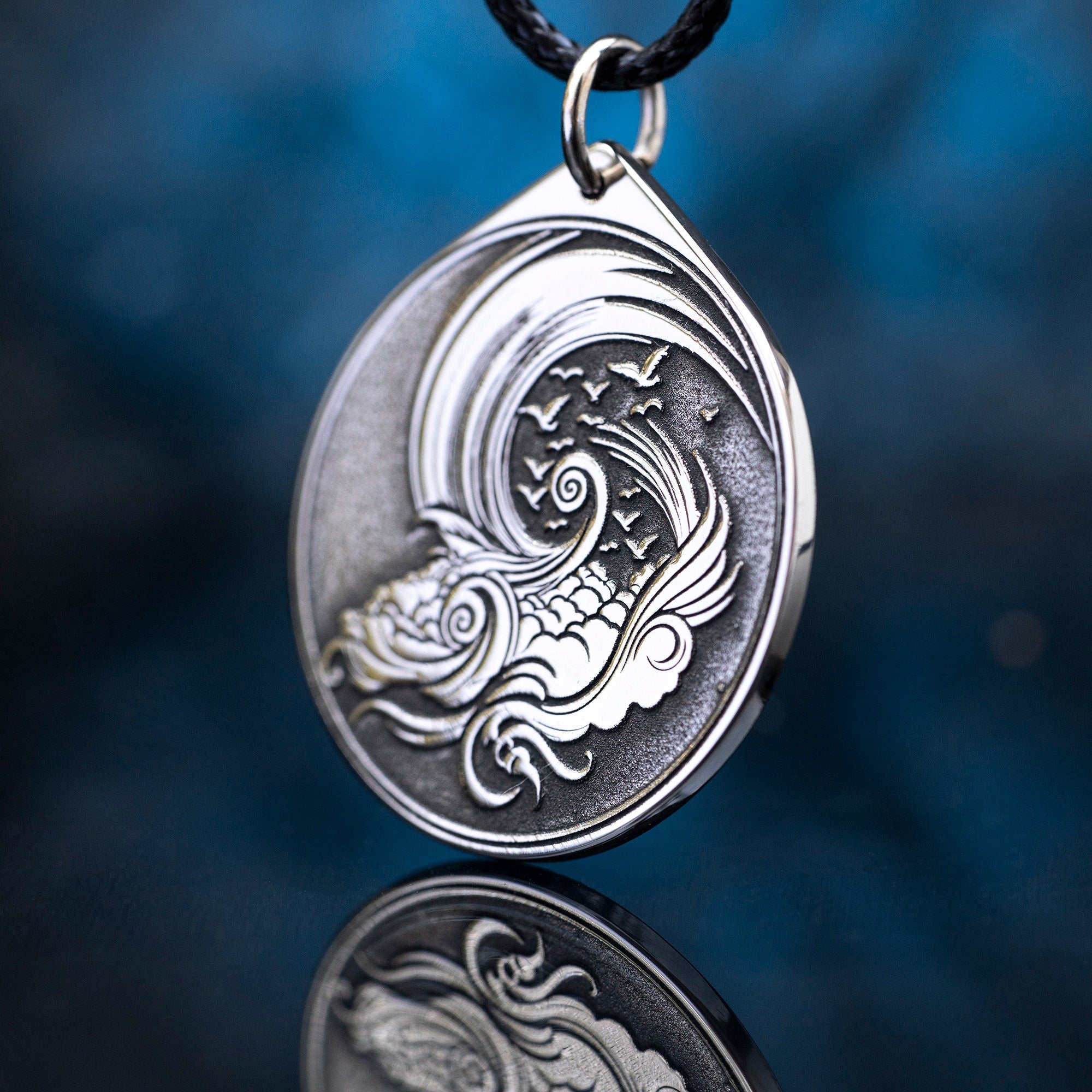 Air Element Stainless Steel Pendant: Alchemy Kabbalah Amulet