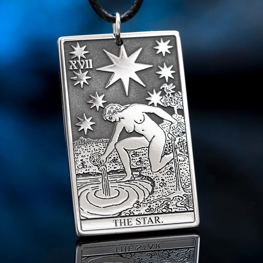 The Star Tarot Card Pendant: Stainless Steel Occult Amulet