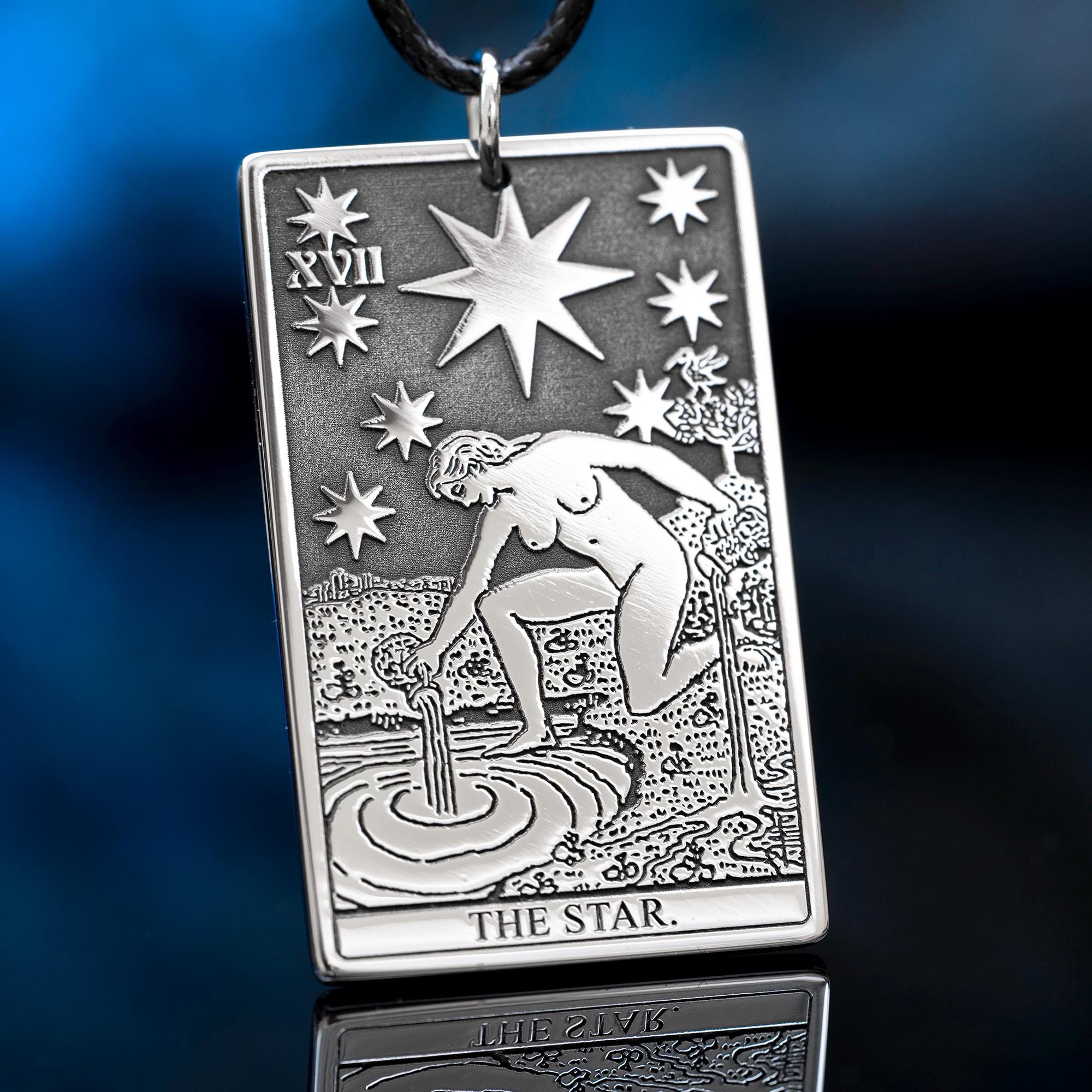 The Star Tarot Card Pendant: Stainless Steel Occult Amulet