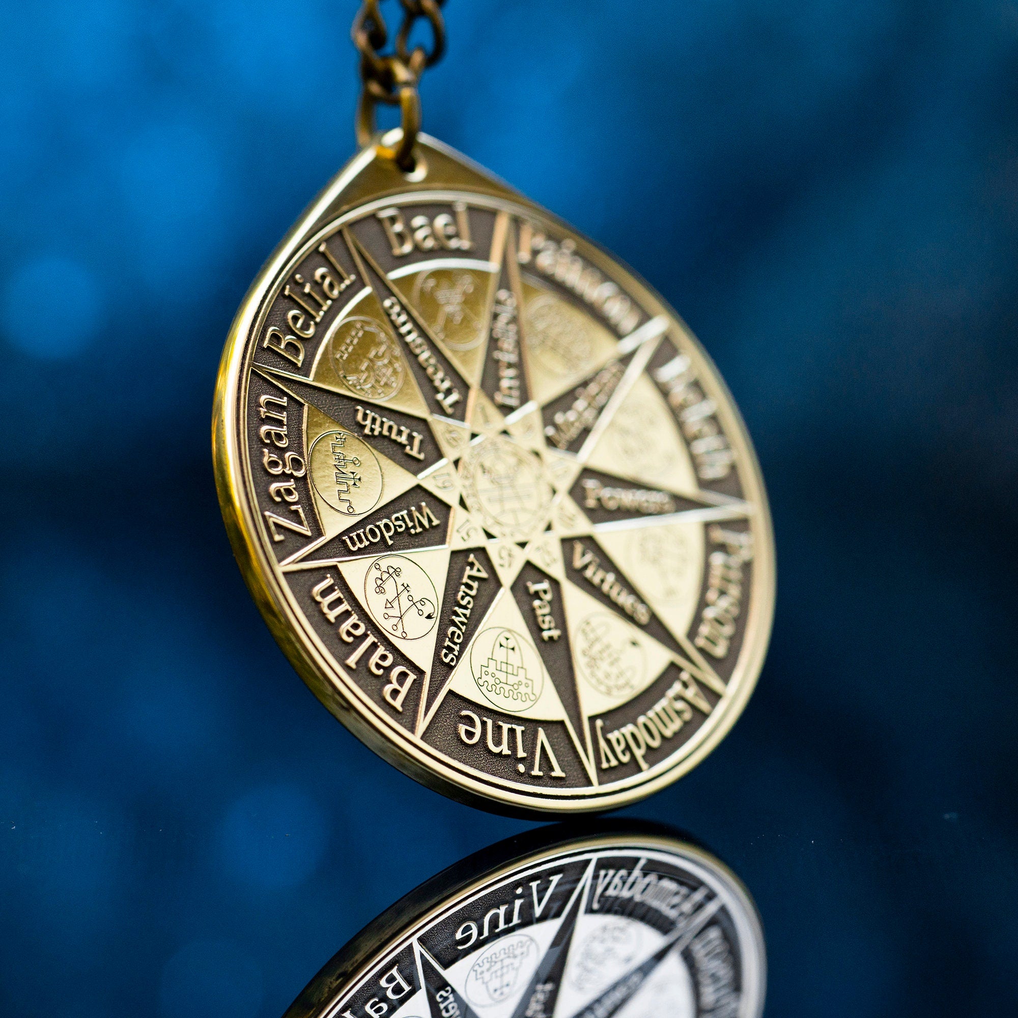 Nine Kings of Solomon Demons Pendant: Goetia Kabbalah Seal Amulet