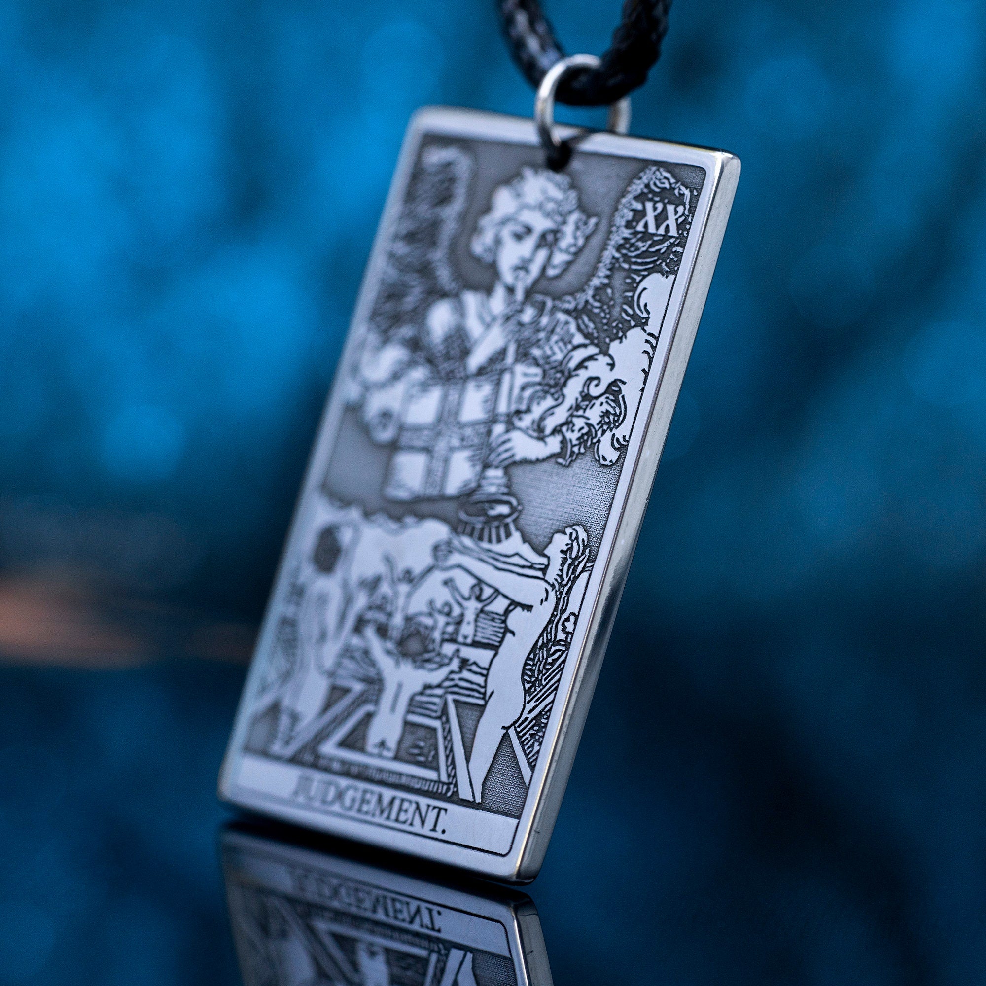 Judgement Tarot Card Pendant: Stainless Steel Occult Amulet