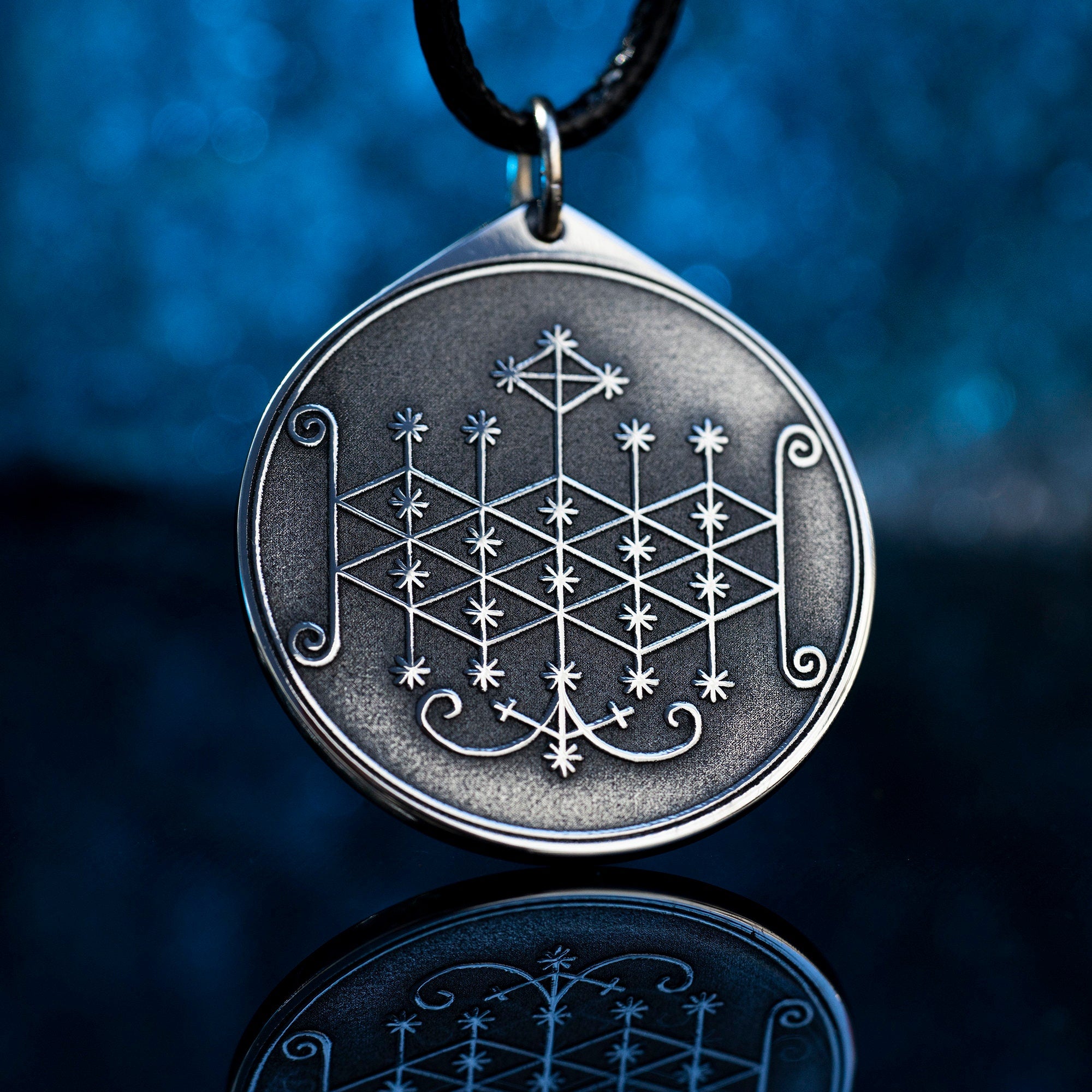 Ogoun Veve Pendant: God of Iron Amulet, Vodou Spirit Seal
