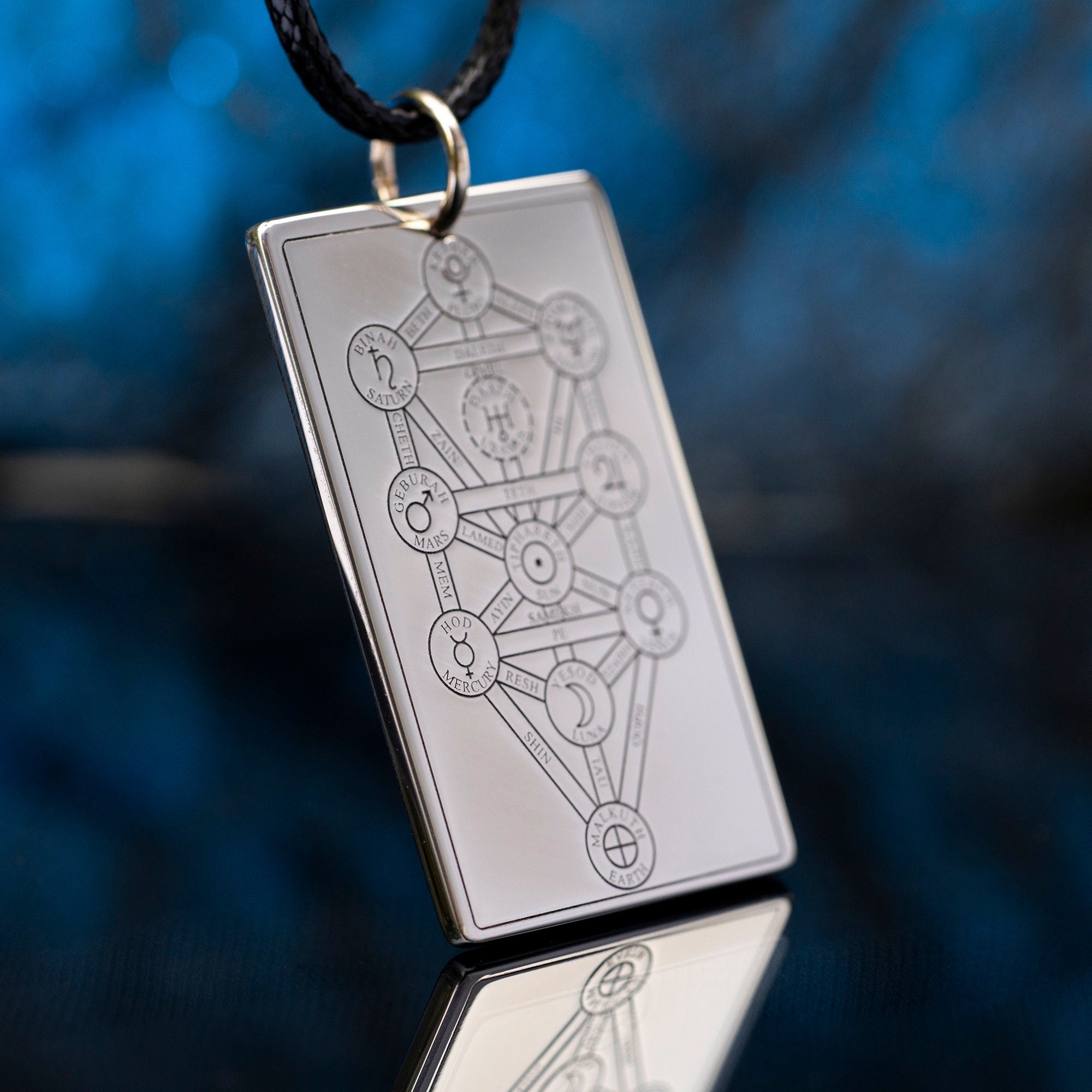 Sefirot Tree of Life Pendant: Kabbalah Amulet, Stainless Steel