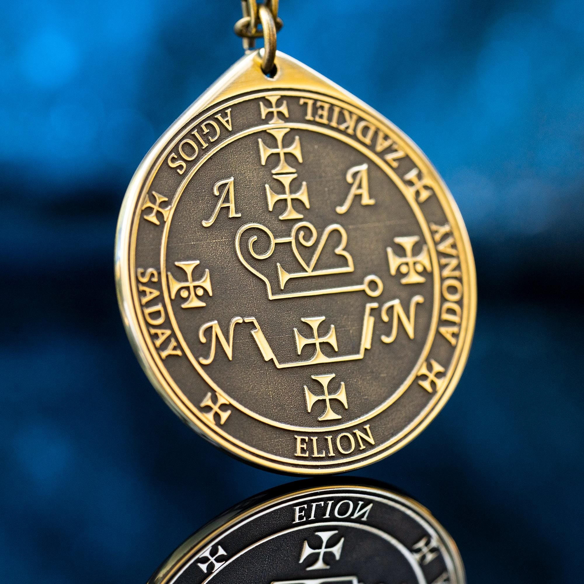 Archangel Zadkiel Seal Pendant: Angel of Harmony and Blessings, Goetia Solomon Kabbalah Amulet