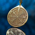 Seventh Pentacle of Jupiter pendant with Solomonic seal engraved as an occult prosperity talisman necklace